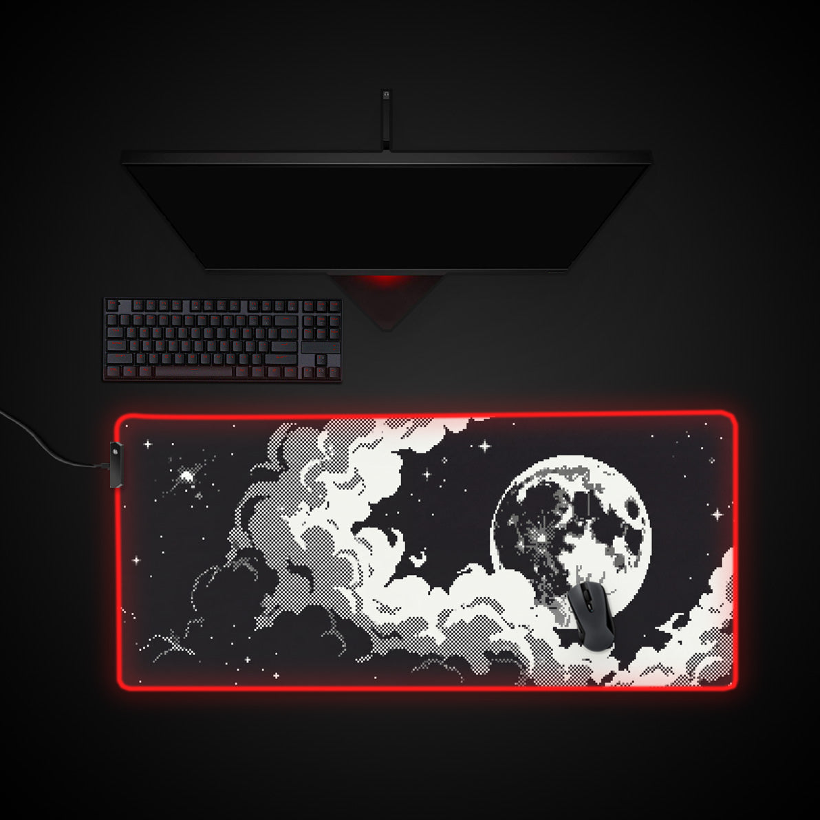 Lunar Static desk mat with RGB edge lighting