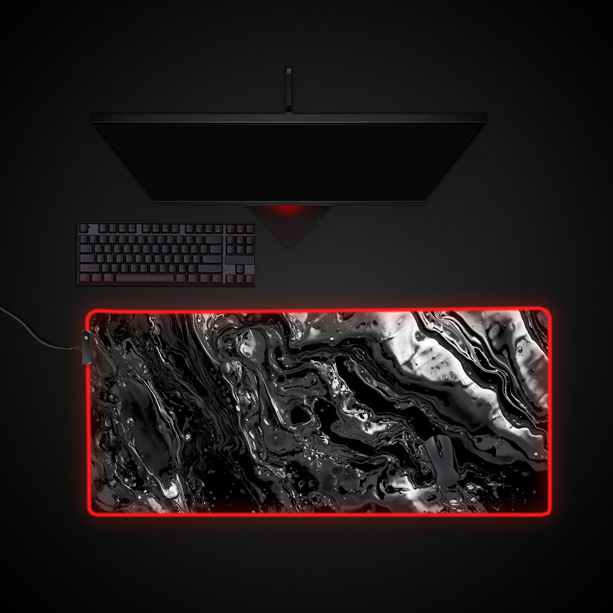 Liquid Metal desk mat with RGB edge lighting