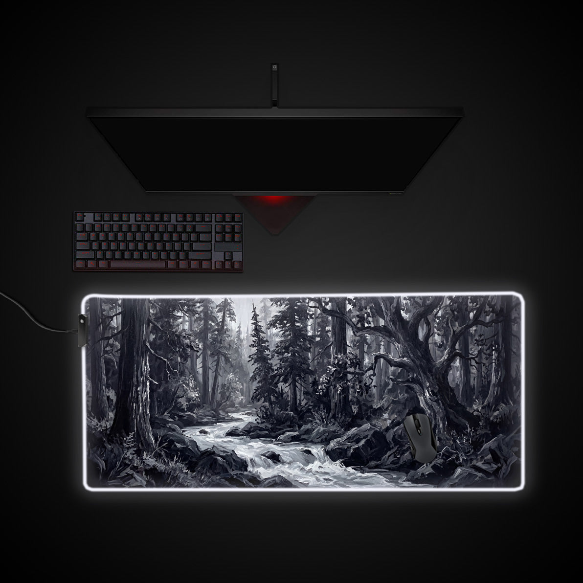 Silent Stream desk mat with RGB edge lighting