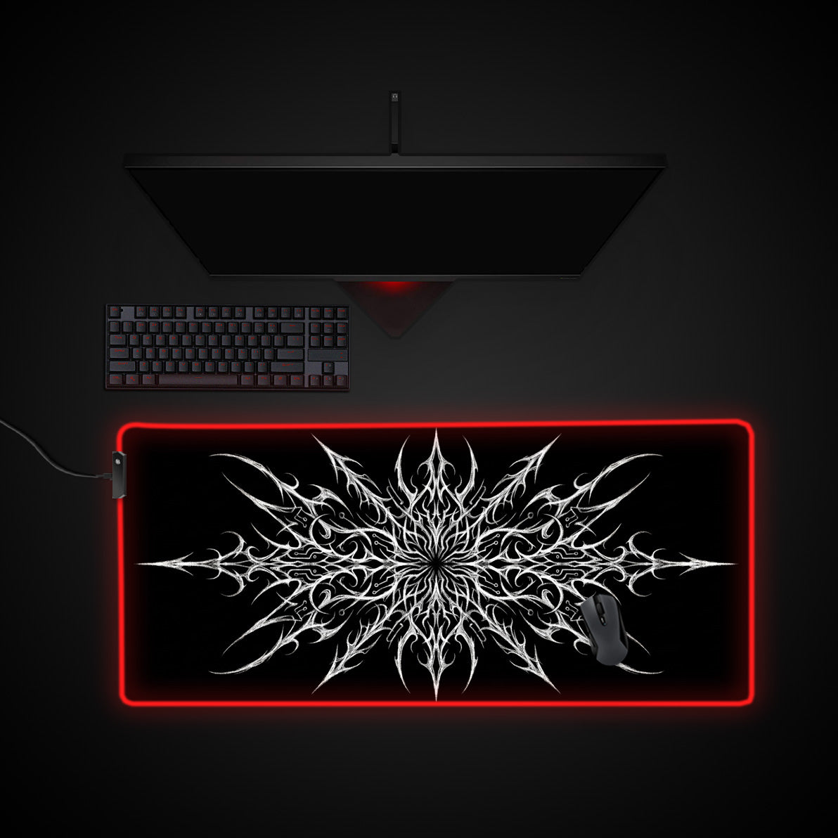 Neural Thorn desk mat with RGB edge lighting