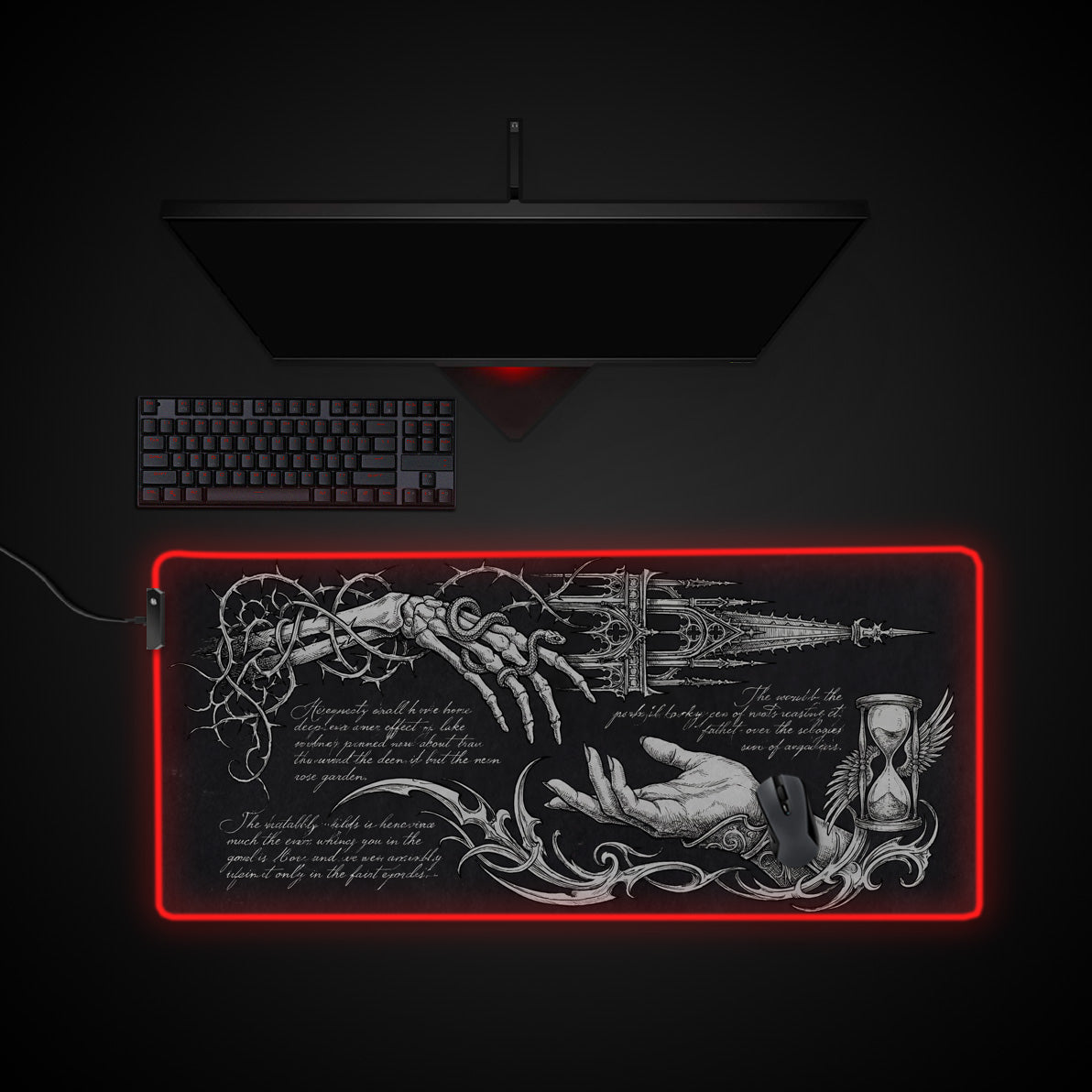 Ironbound Legacy desk mat with RGB edge lighting