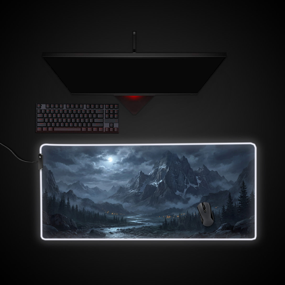 Silent Alpine desk mat with RGB edge lighting