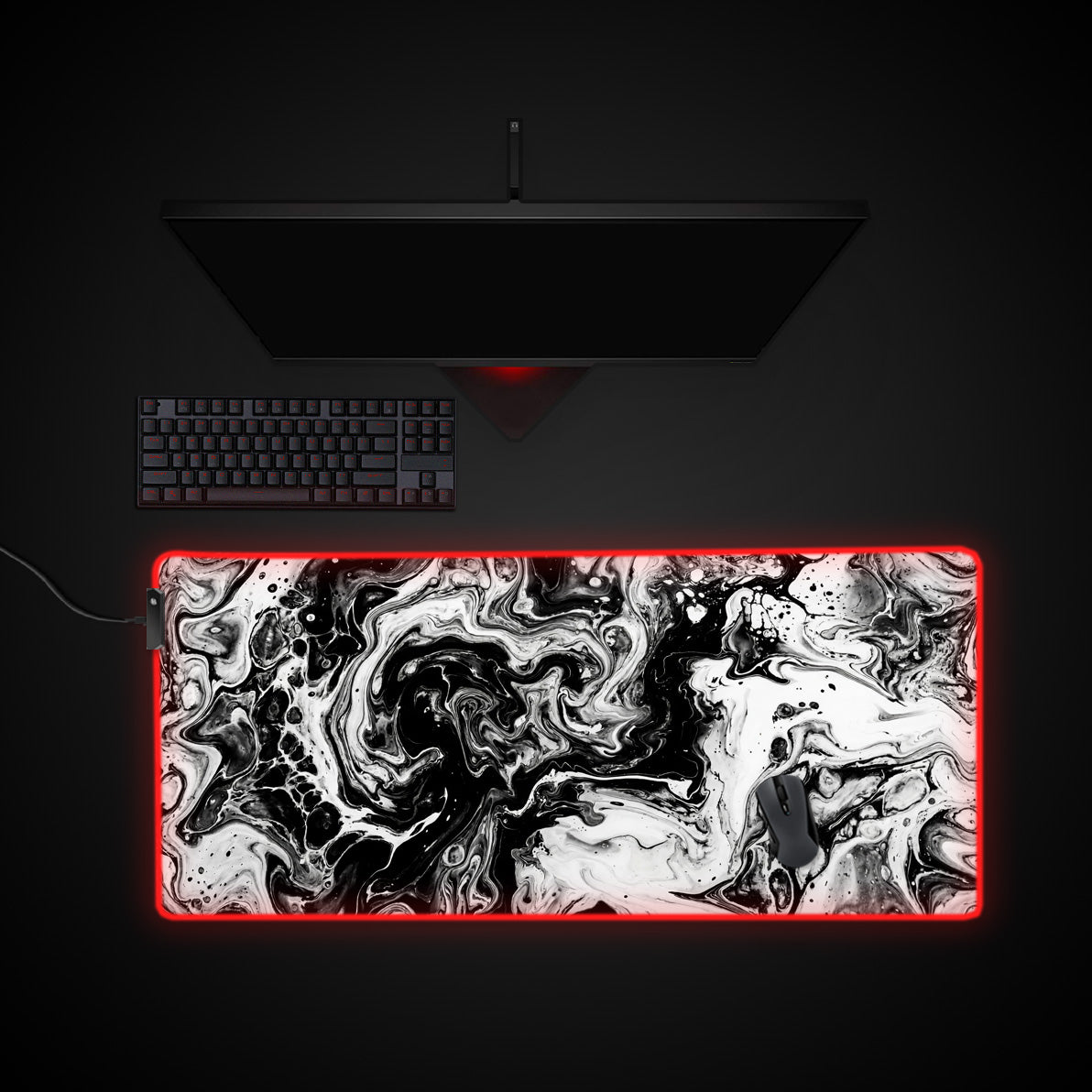 Liquid Abyss desk mat with RGB edge lighting