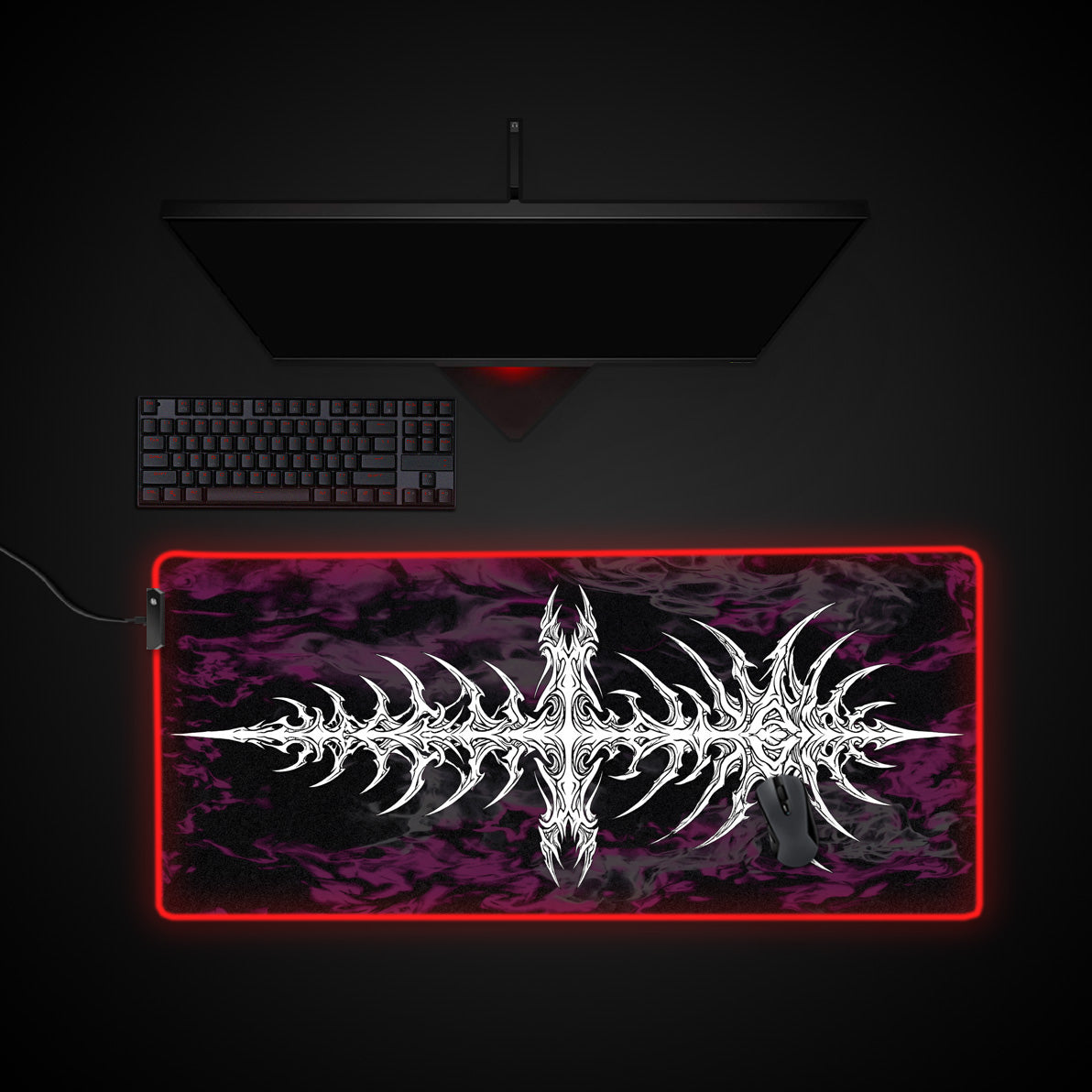 Digital Vertebrae desk mat with RGB edge lighting