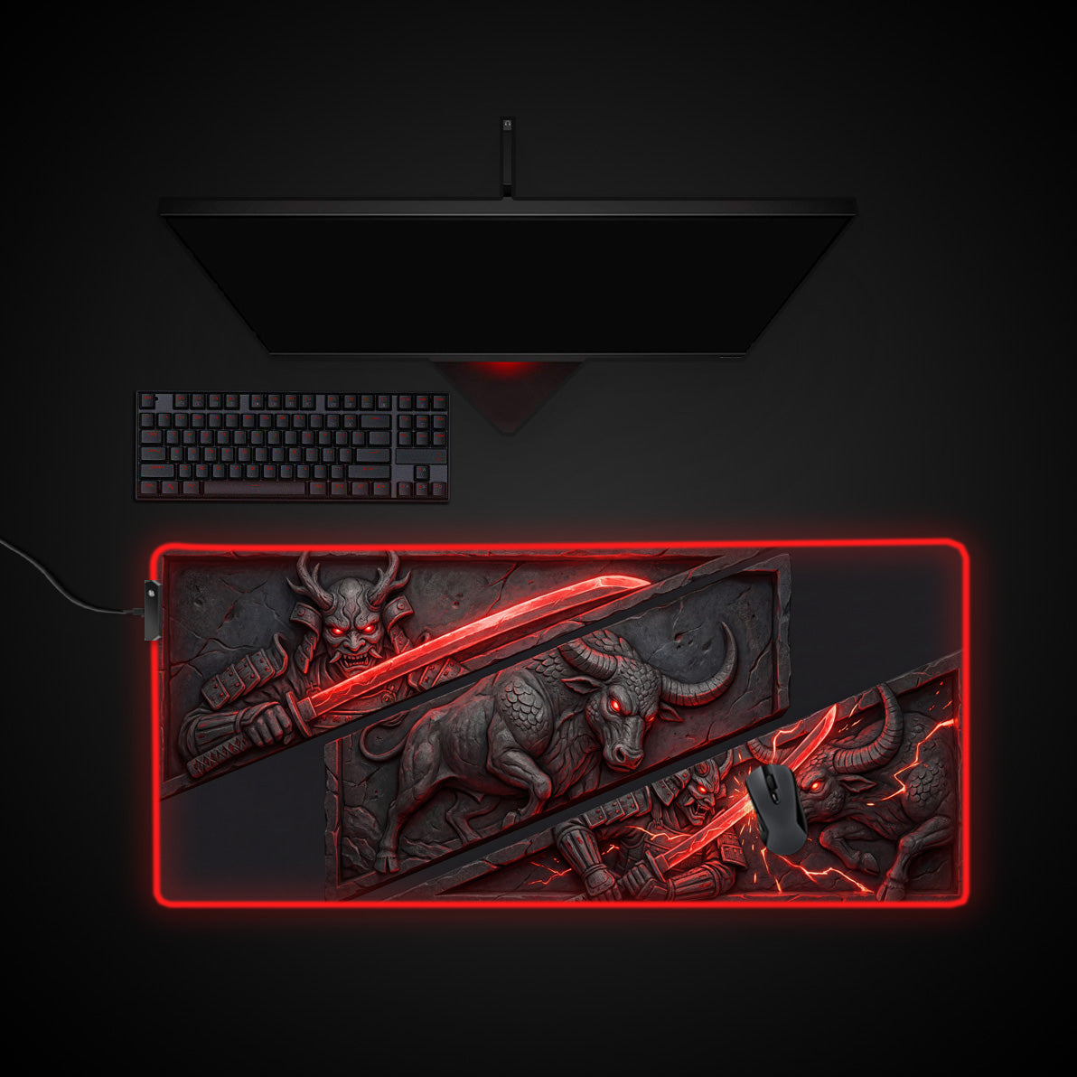 Eternal Clash desk mat with RGB edge lighting