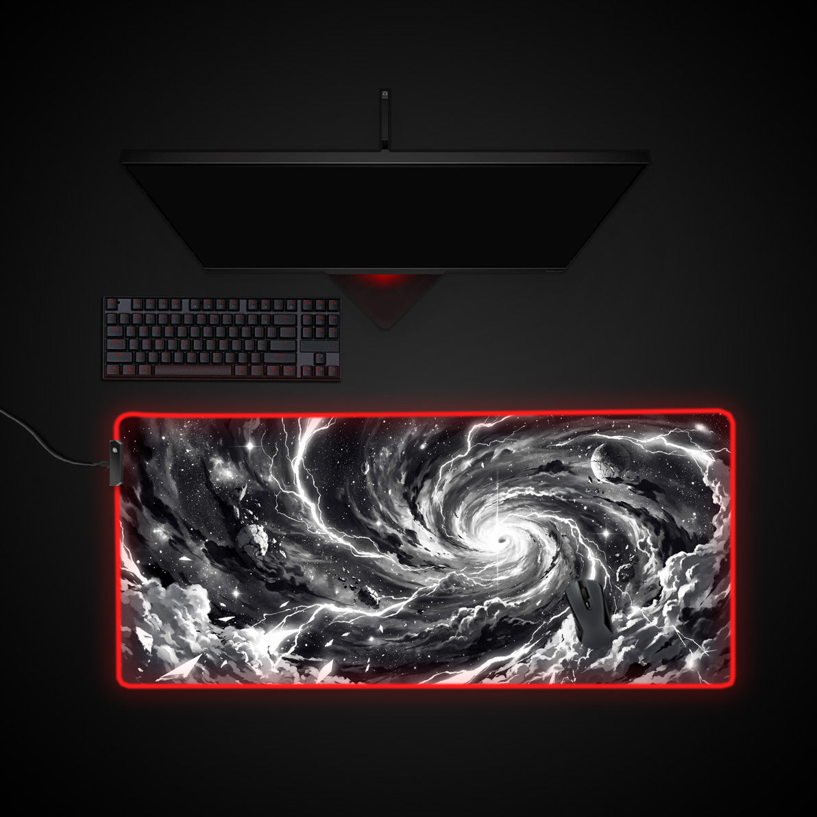 Singularity Void desk mat with RGB edge lighting