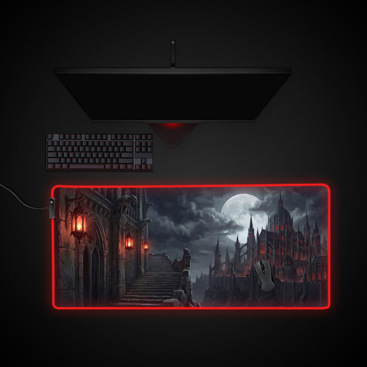 Sanguine Keep desk mat with RGB edge lighting