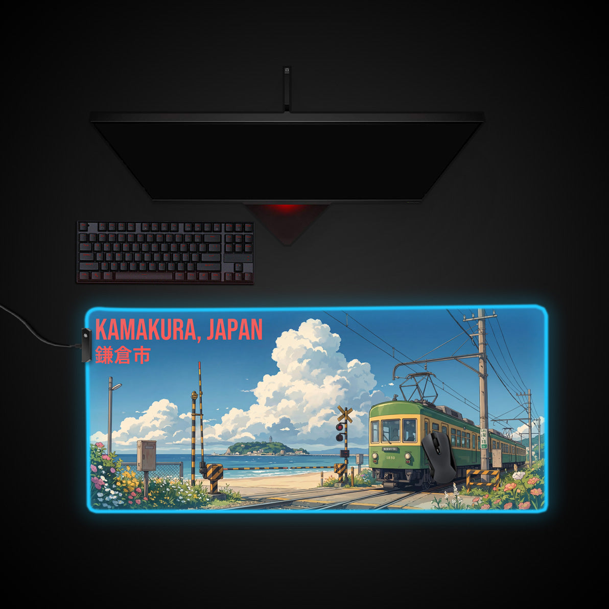 Kamakura Coast desk mat with RGB edge lighting