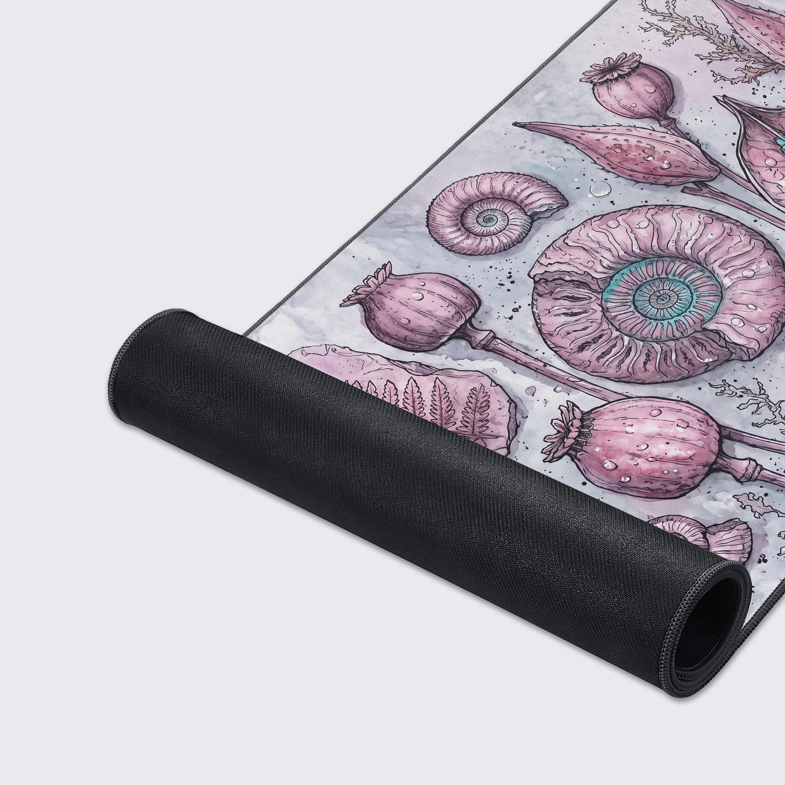 Lavender and pink cottagecore desk mat with waterproof and non-slip features