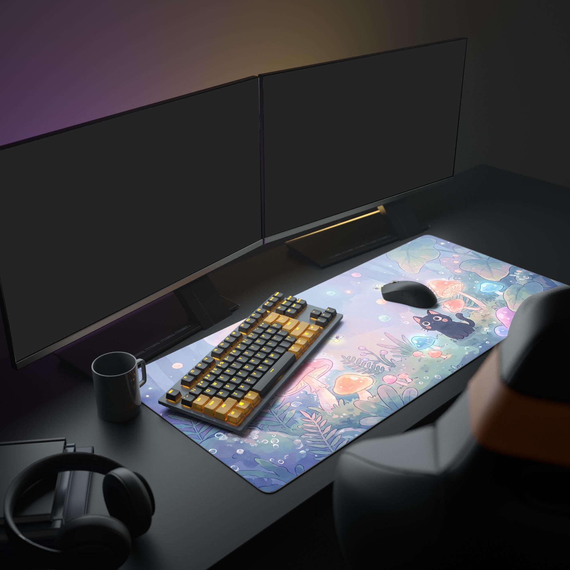 Close-up of the smooth, waterproof surface featuring vibrant magical forest artwork.