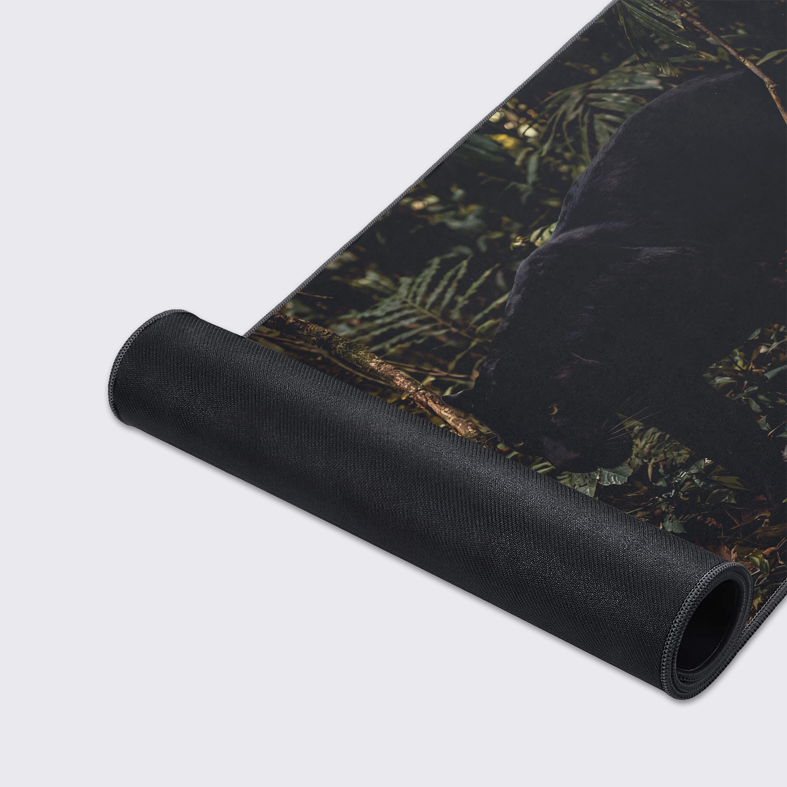 Dark green jungle aesthetic mouse pad featuring a wild black panther and a water-proof, easy-to-clean surface.