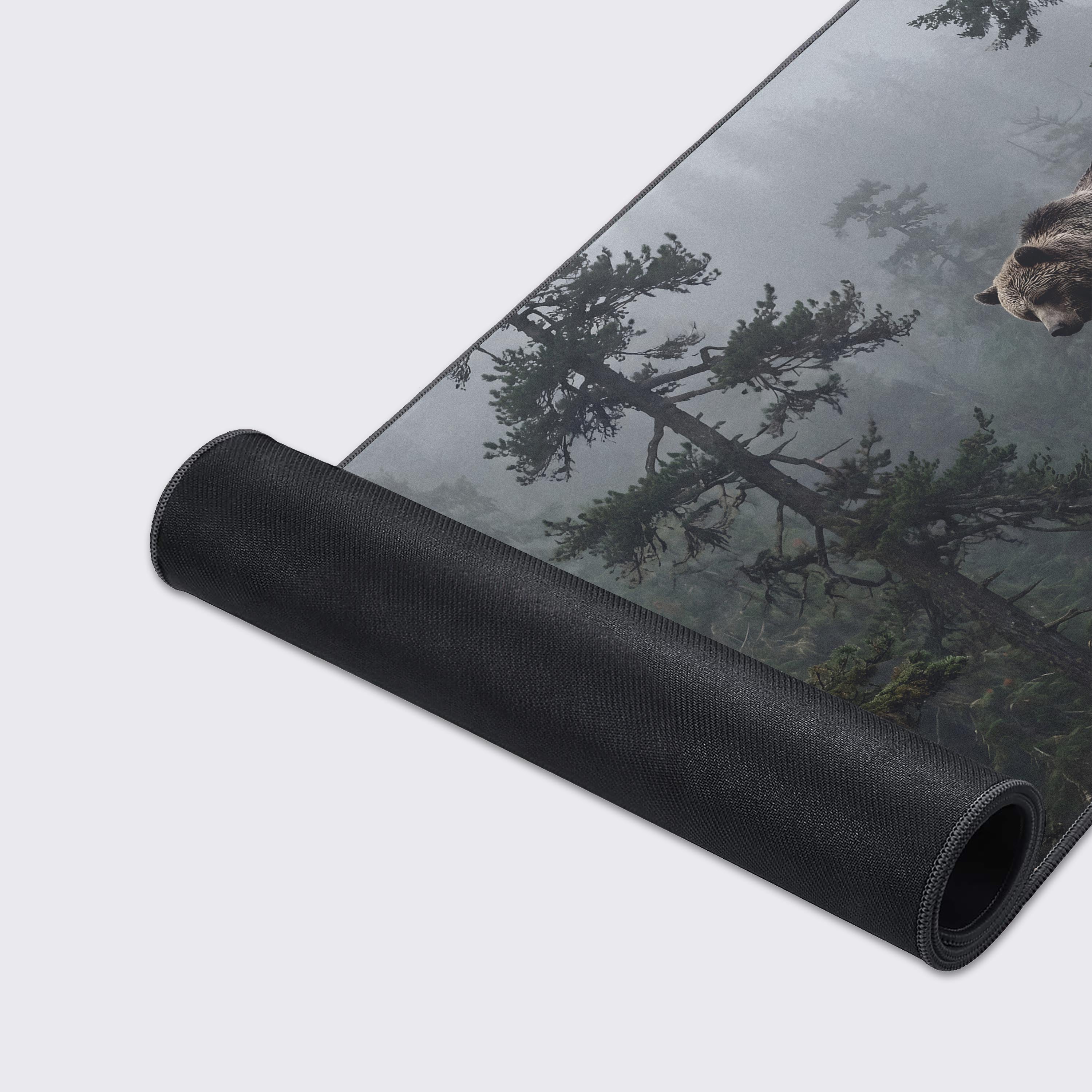 Waterproof and easy to clean desk pad showcasing moody atmospheric nature aesthetics.