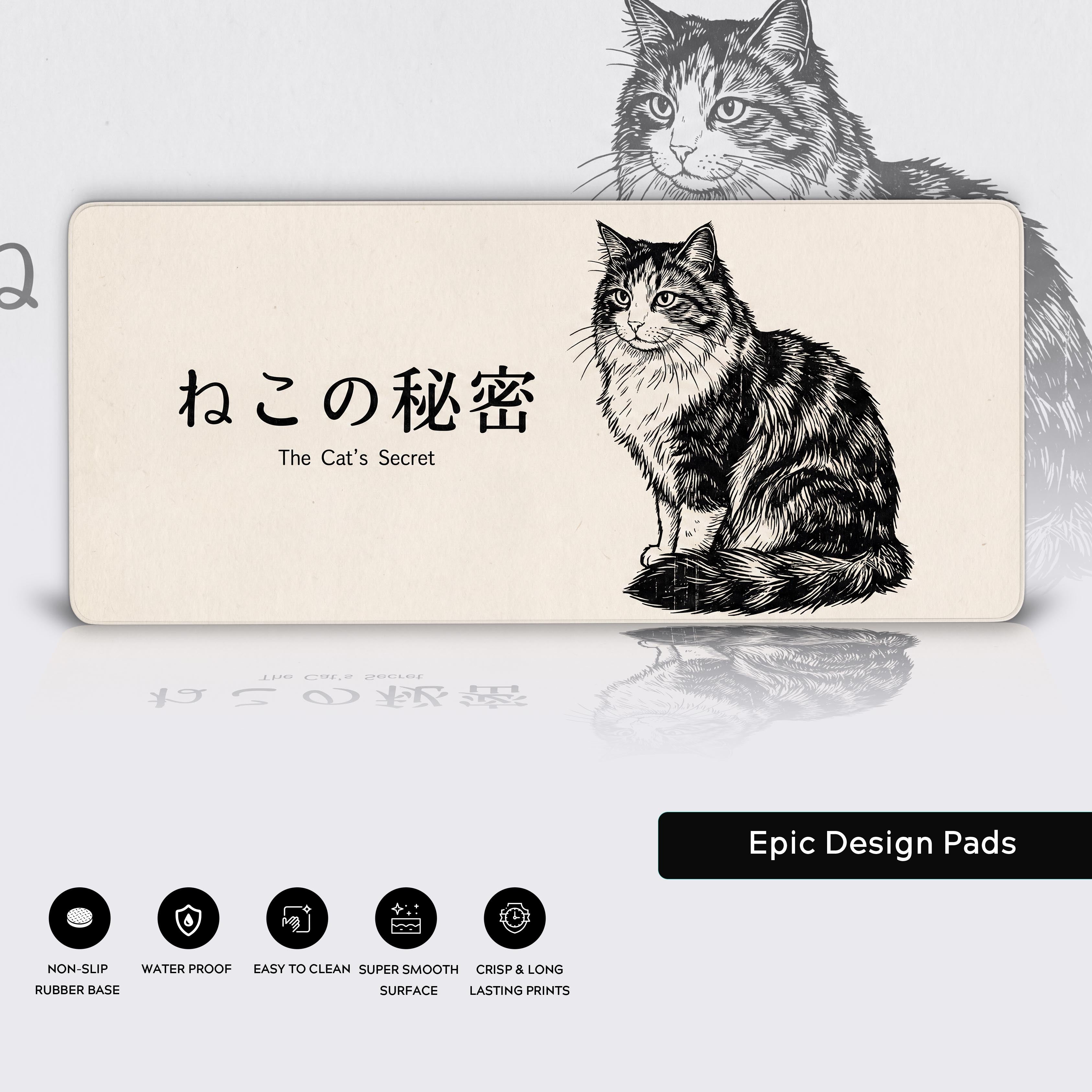 Elegant Neko Secret extended mouse pad transforming a modern workspace with Japanese minimalist aesthetics