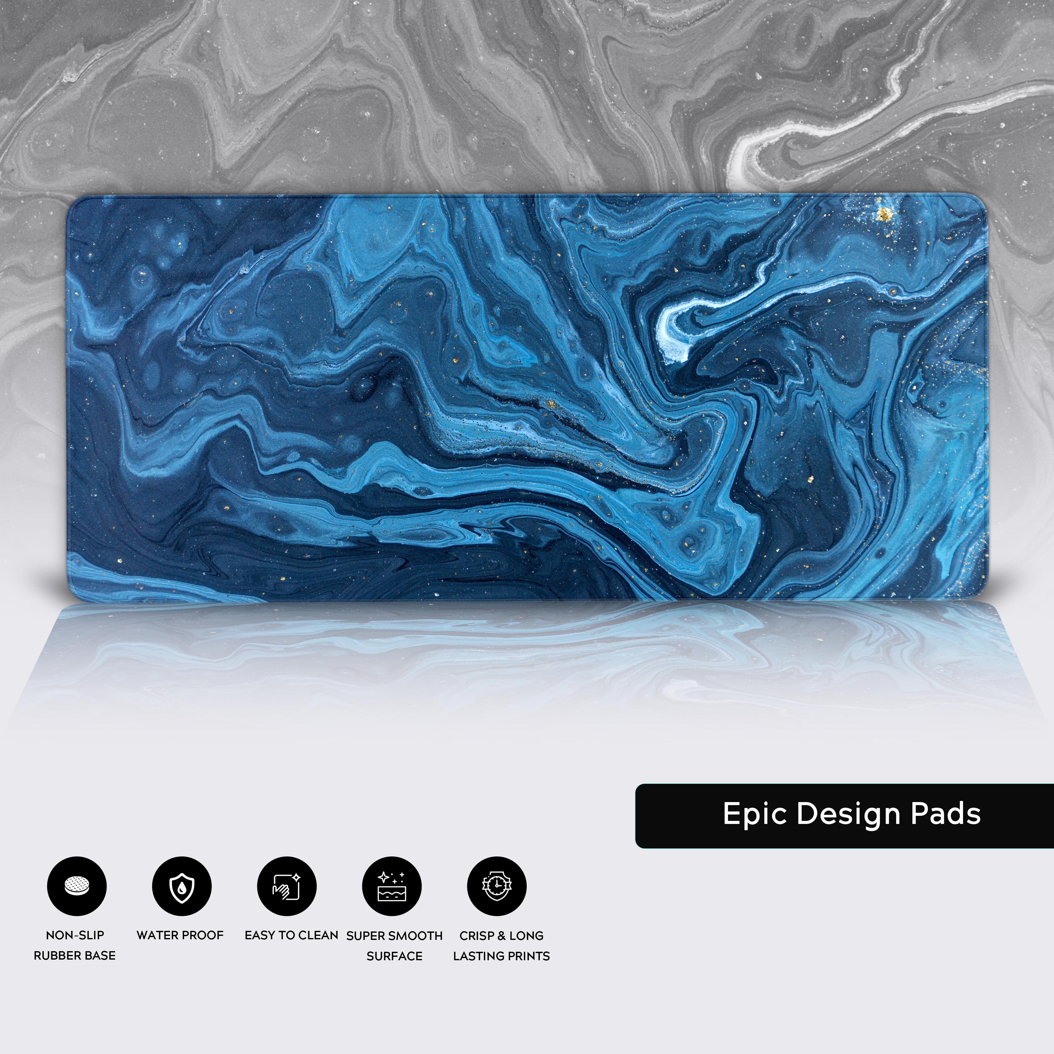 Cosmic Ocean desk mat – artistic design with stitched edges, non-slip base, adds luxury to workspace. - Epic Design Pads