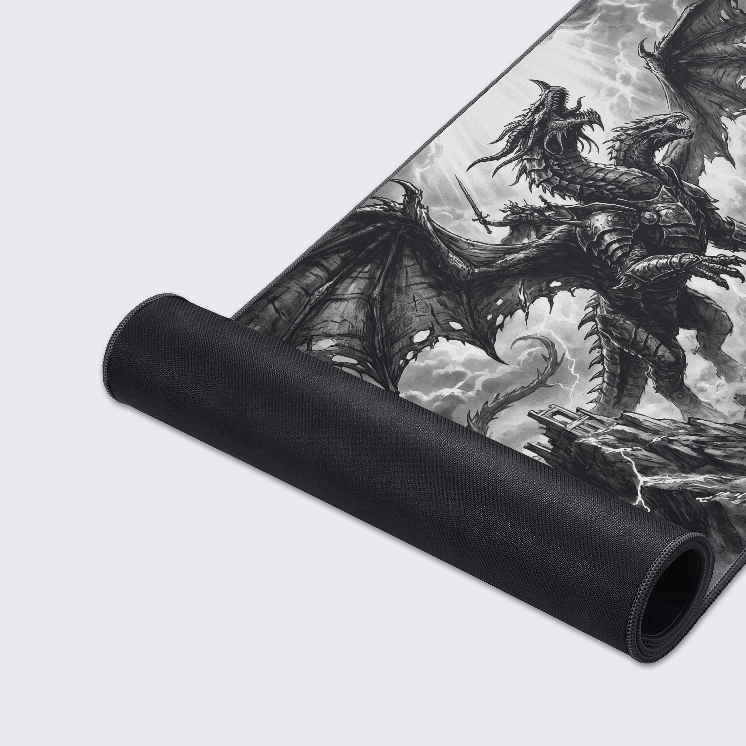 High-quality desk mat highlighting crisp gothic fantasy battle artwork