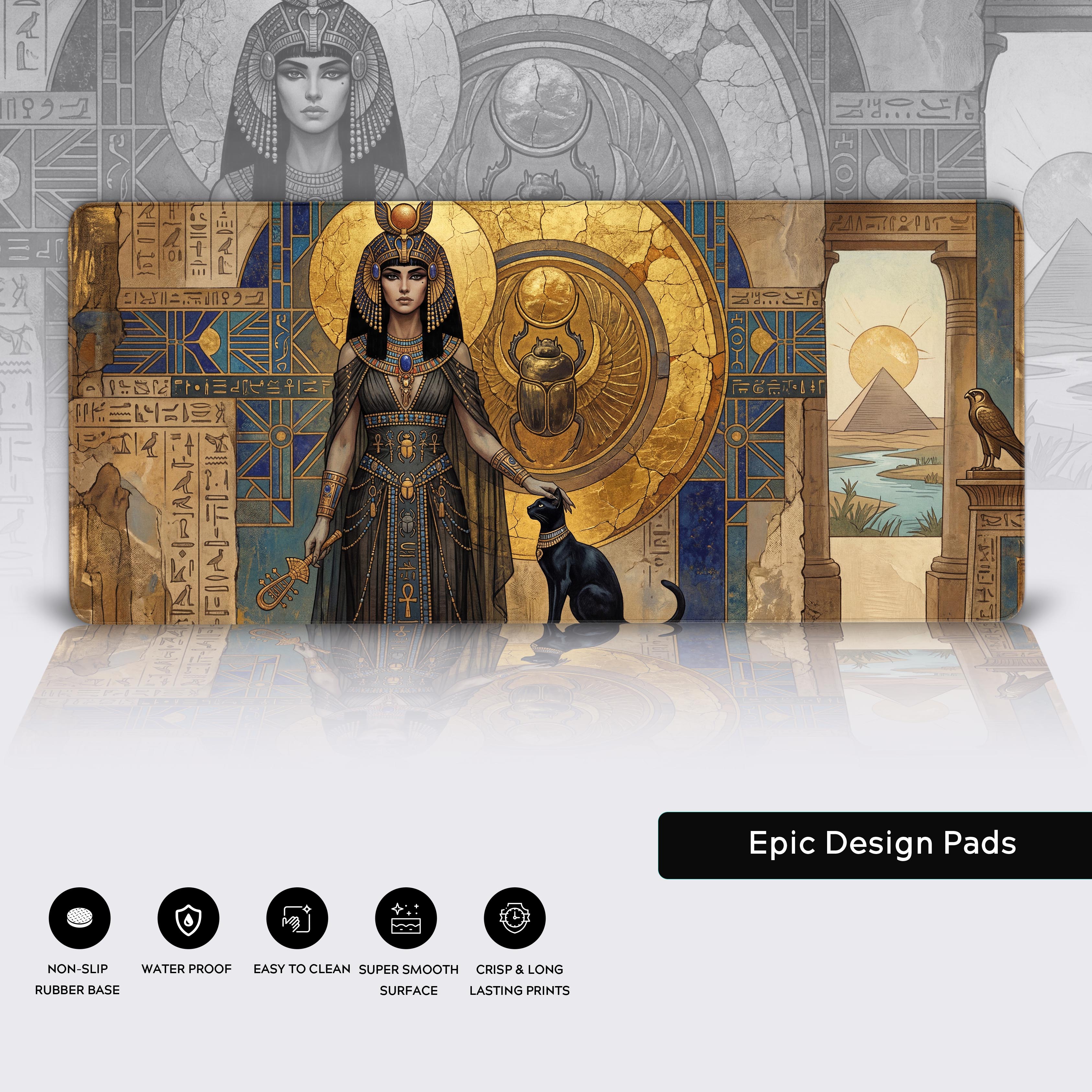 Non-slip rubber base and stitched edges of the premium golden desert mouse pad