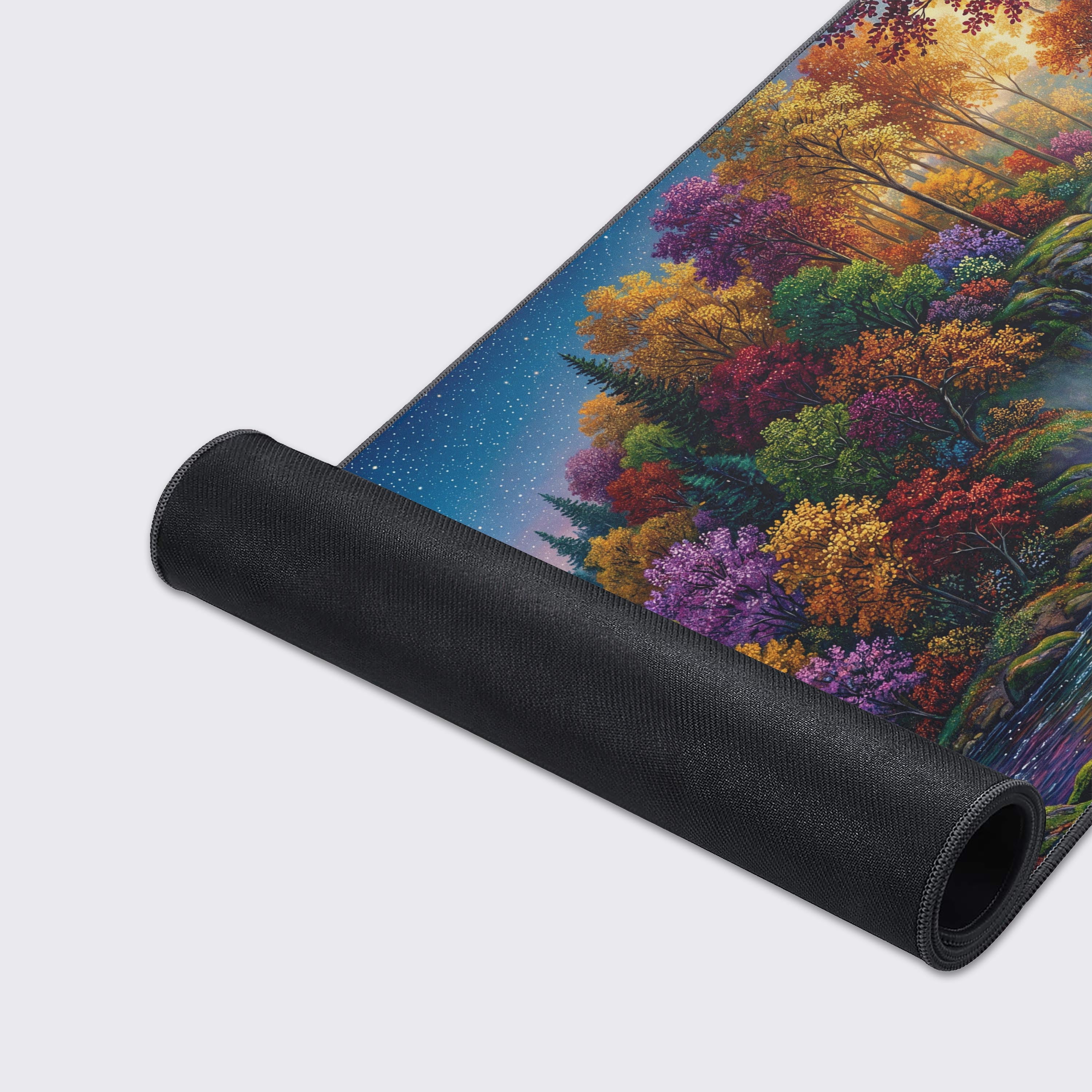 Waterproof and easy-to-clean design of the enchanted forest XL gaming mouse pad.