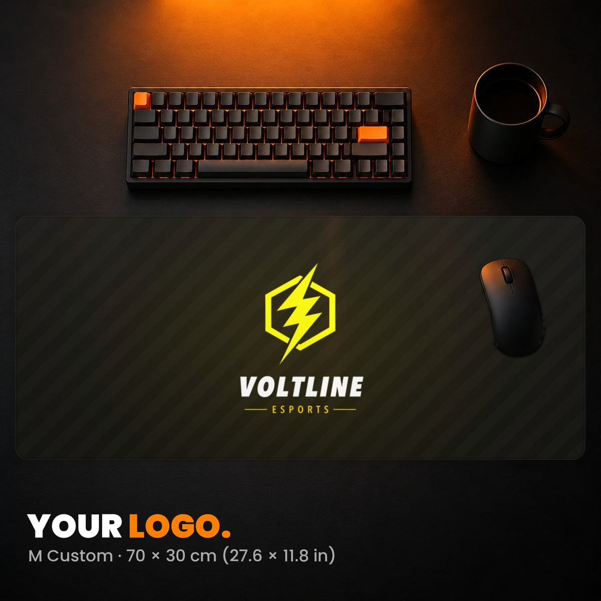 M Custom Gaming Desk Pad - example: an esports team's lightning logo in the middle of the pad
