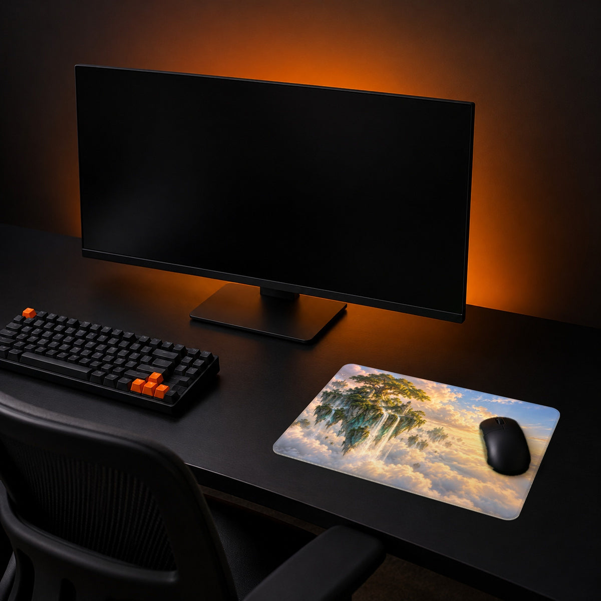 S Custom Gaming Mouse Pad - example: a fantasy painting of floating islands