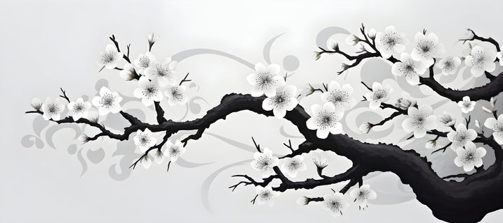 Black & White Sakura Desk Pad