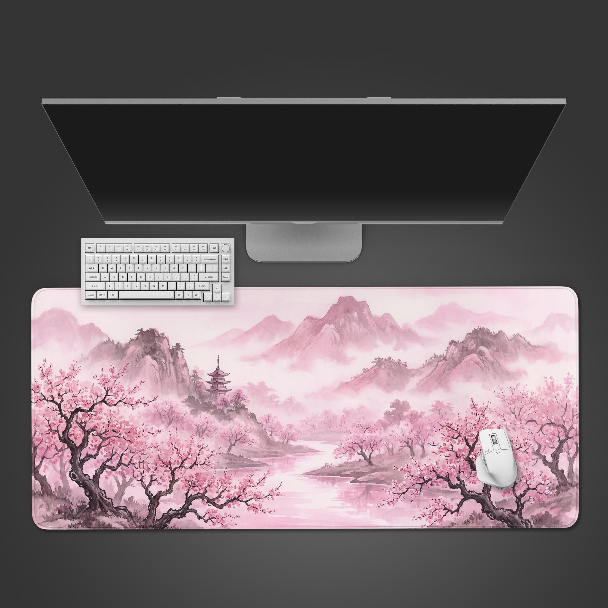 Eternal Spring Valley – Pink Desk Mat, XL Japanese Art Mouse Pad