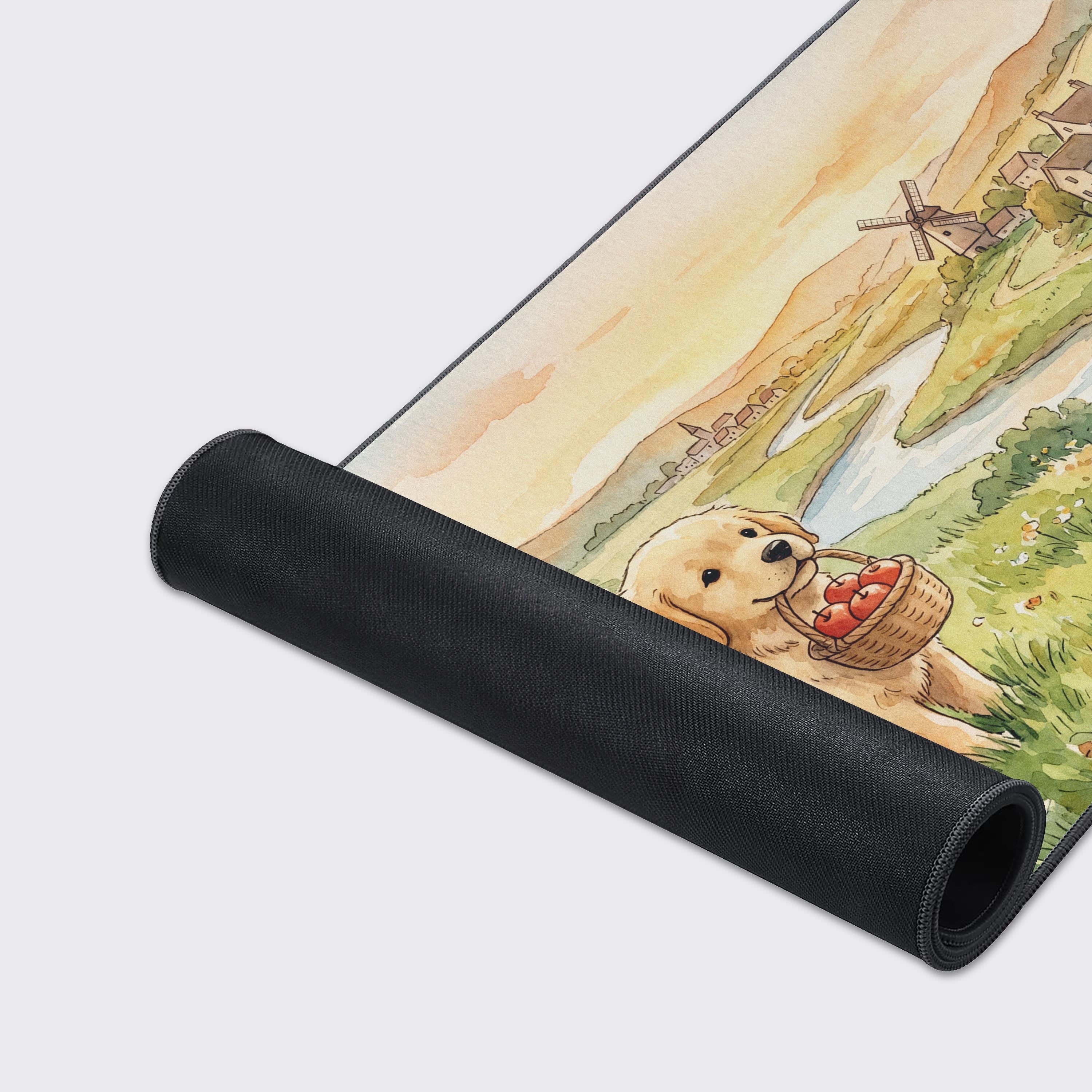 Durable edge stitching and non-slip rubber base of the cute puppy mouse pad