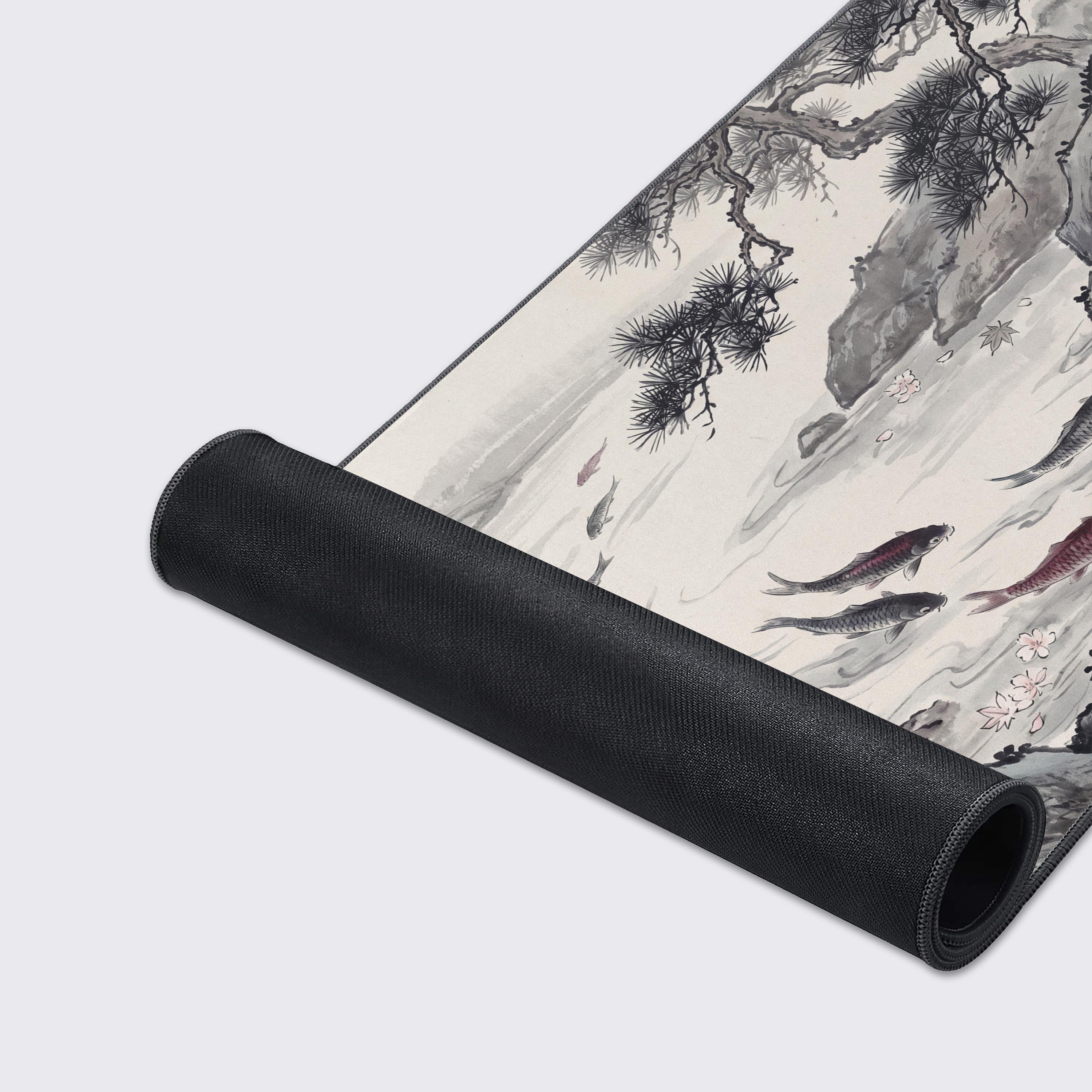Water-proof and easy to clean features highlighted on the traditional zen koi mouse pad