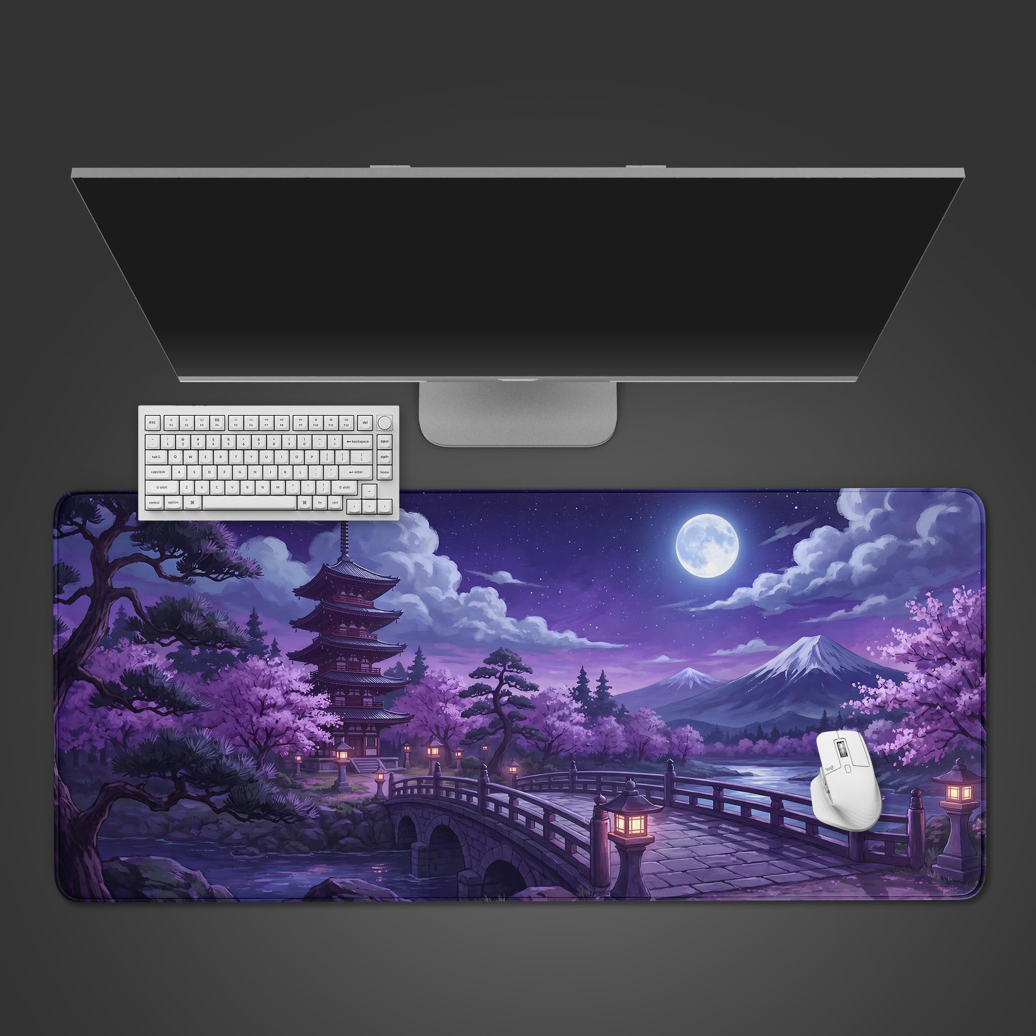 Pagoda Desk Mat - Japanese Night Sakura XL Mouse Pad – Epic Design