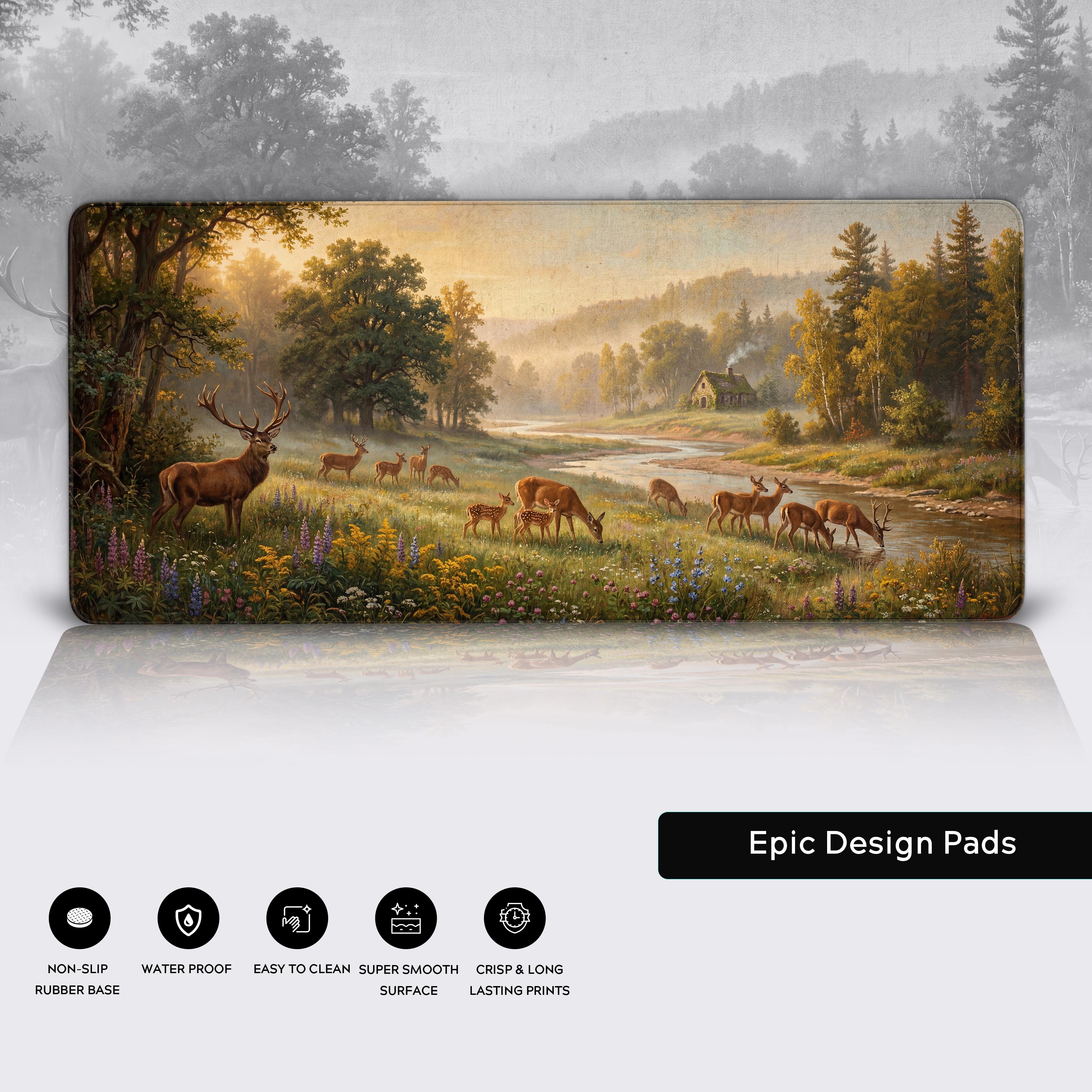 Non-slip rubber base detail of the classic landscape desk mat