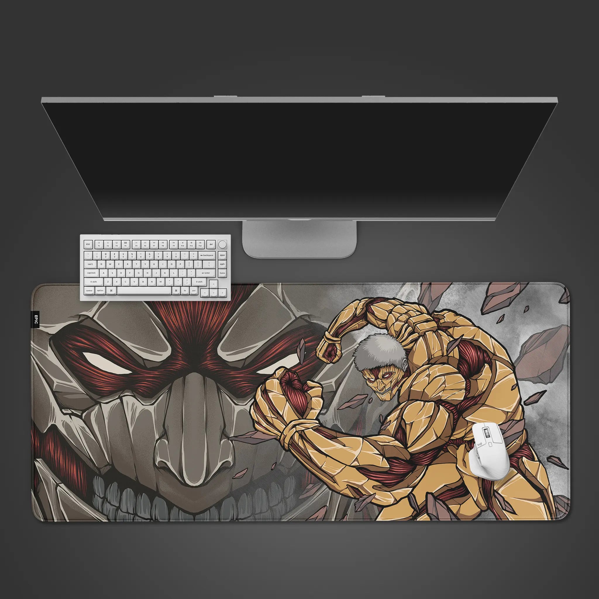 Rock Titan Desk Mat, Attack on titan design large gaming mouse pad, Attack on titan large mouse pad, Titan large mouse pad, best anime series gaming desk mat