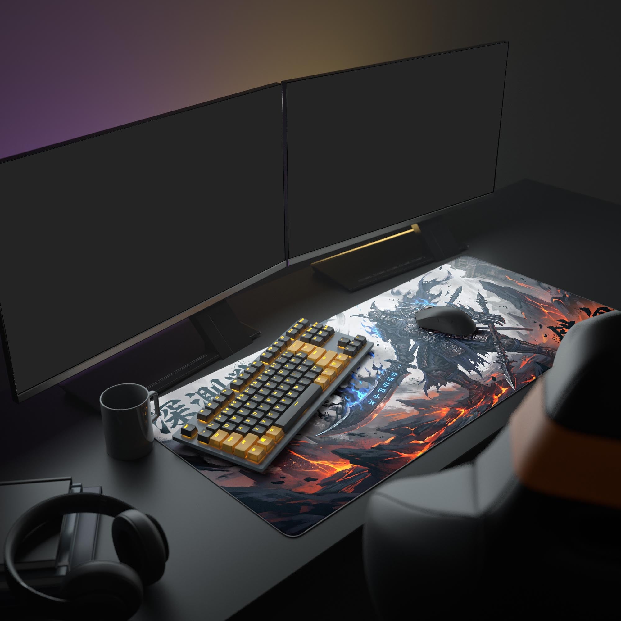Close up of iron-blooded samurai mouse pad showing smooth waterproof surface texture