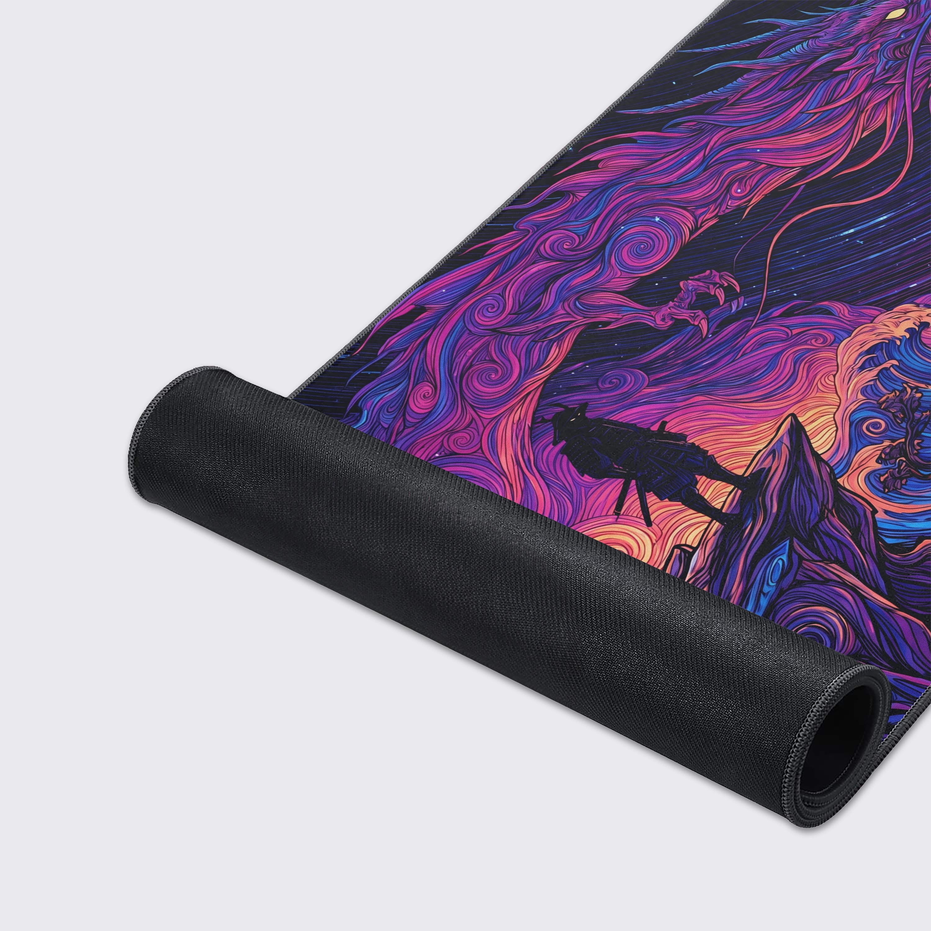 Icon breakdown showing non-slip rubber base, waterproof, easy to clean, smooth surface, and crisp print features.