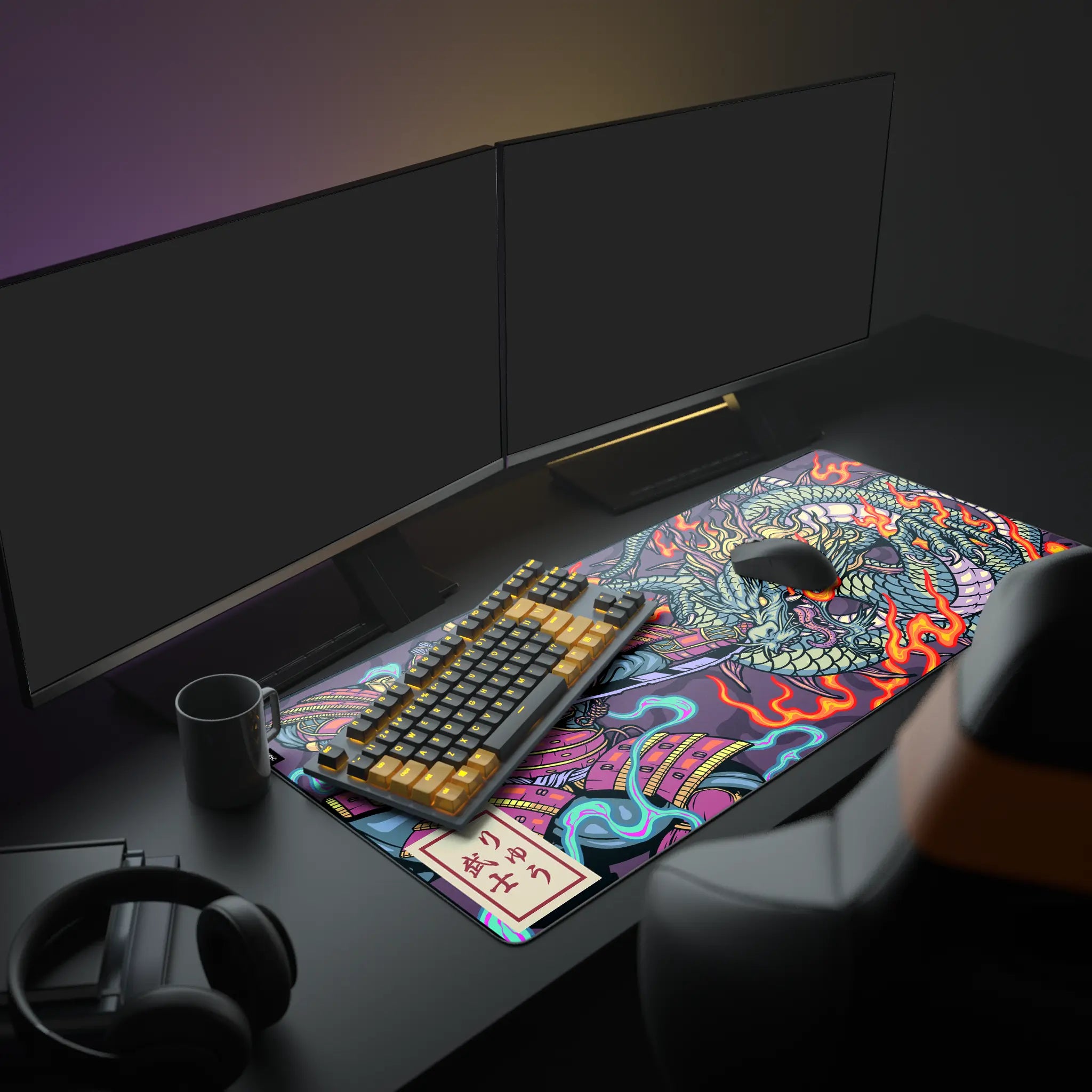 Skeleton vs Dragon Gaming Design Custom Desk Mat and Mousepads