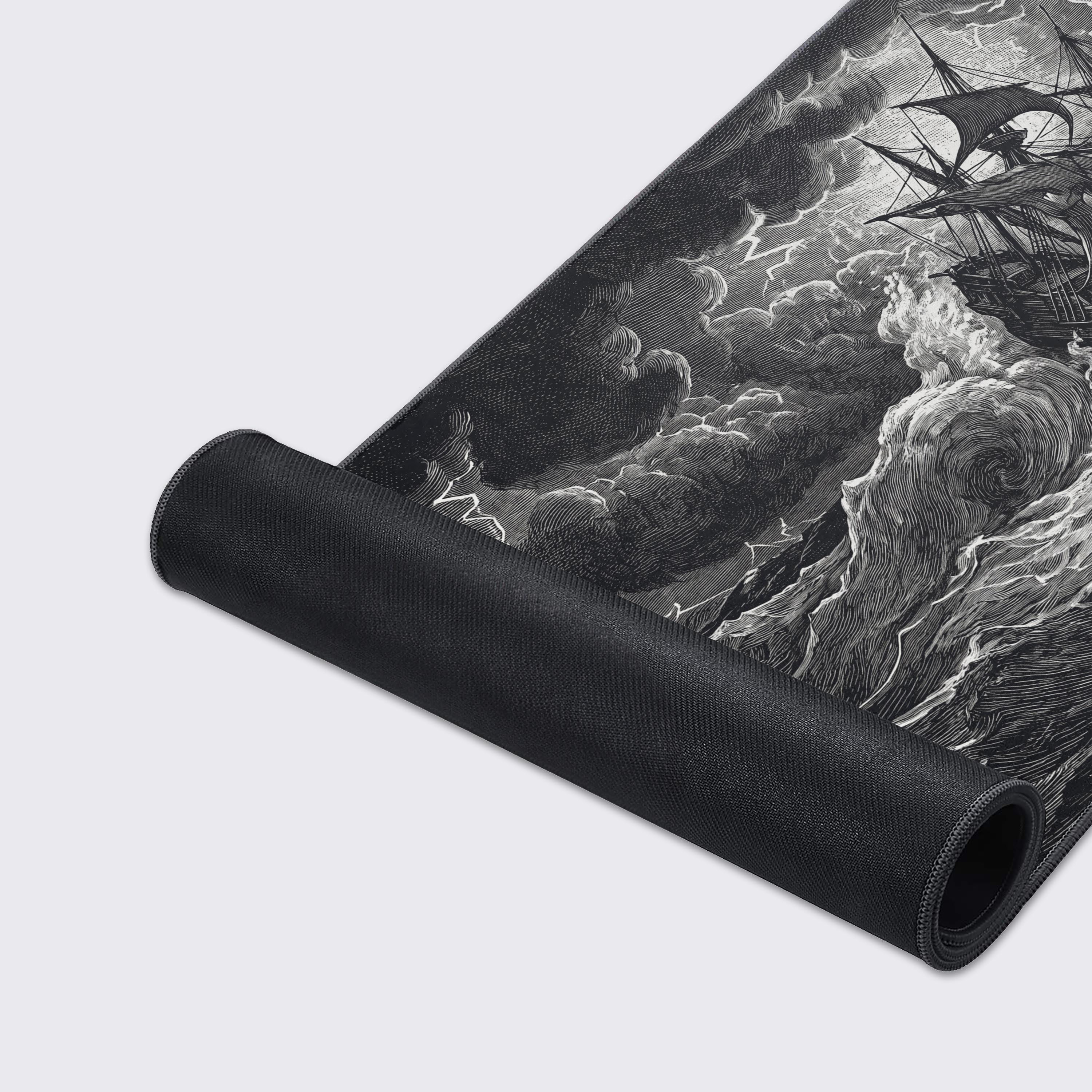 Close-up of the vintage etching style lightning and clouds