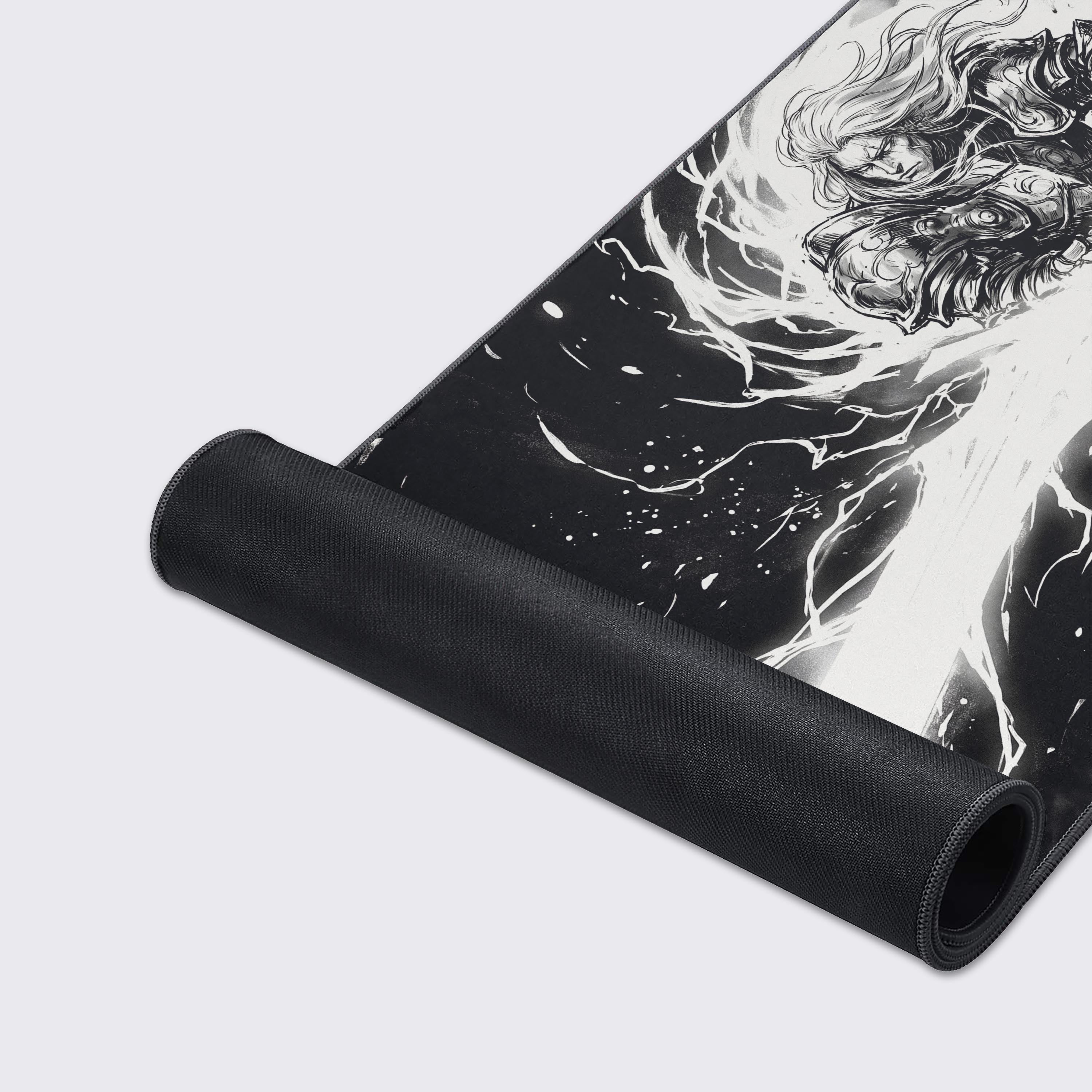 Product infographic showing non-slip rubber base, waterproof, and smooth surface features for the mouse pad