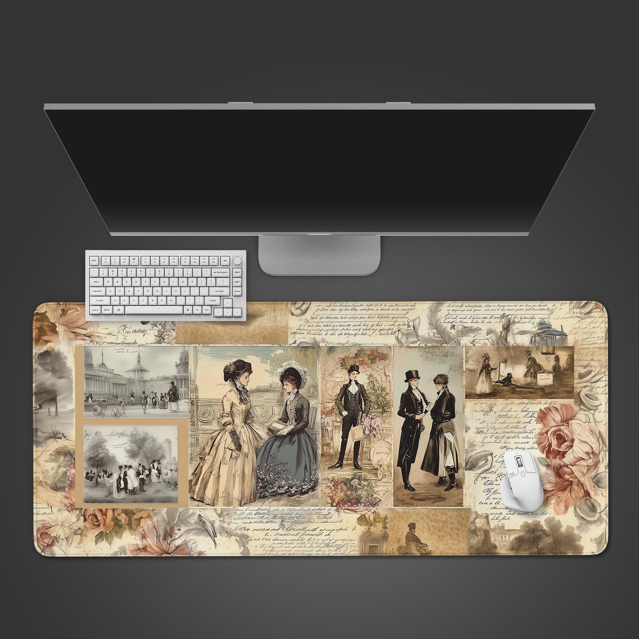 Bookish Gifts for Her, Whimsical Jane Austen Desk Pad, Book Lover Desk Mat For Library, Office or Home