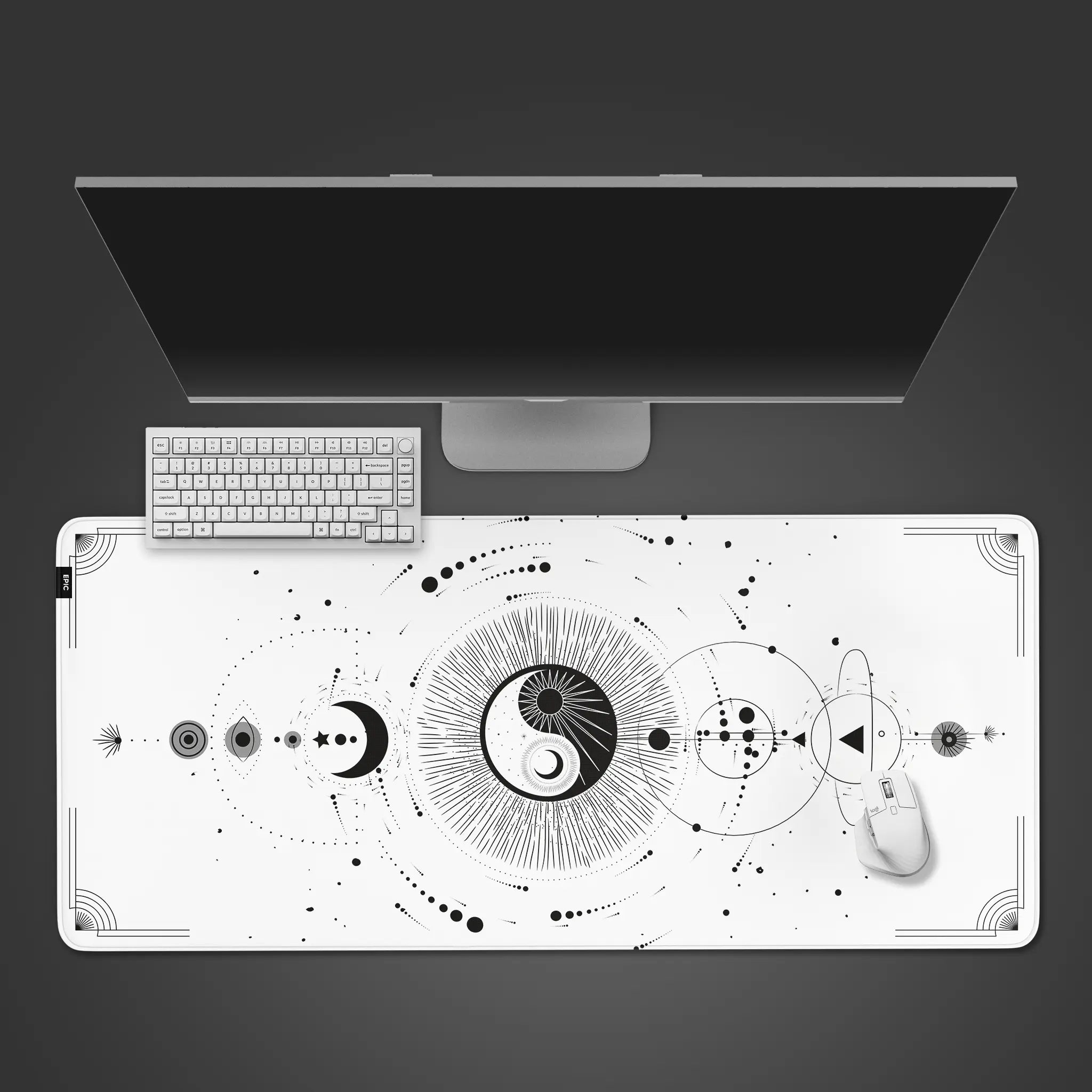 yin yang gaming desk mat, yin and yang desk pad, yin & yang large mouse pad, astrology yin and yang large mouse pad