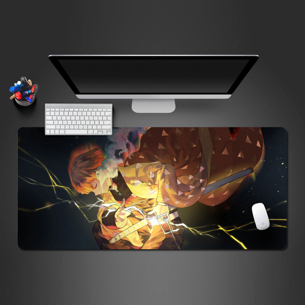 zenitsu desk mat, epic zenitsu gaming deskpad, zenitsu mousepad, zenitsu demon slayer large mousepad