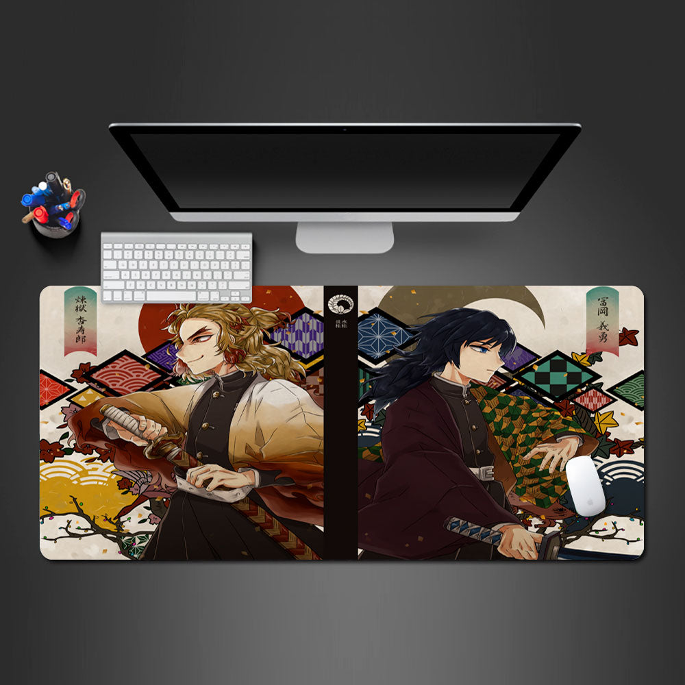 Kyojuro & Giyu Desk mat, Kyojuro & Giyu  Large gaming deskpad, Kyojuro & Giyu  large mouse pad, Kyojuro & Giyu keyboard and mouse mat for pcsetup, demon slayer mousepad