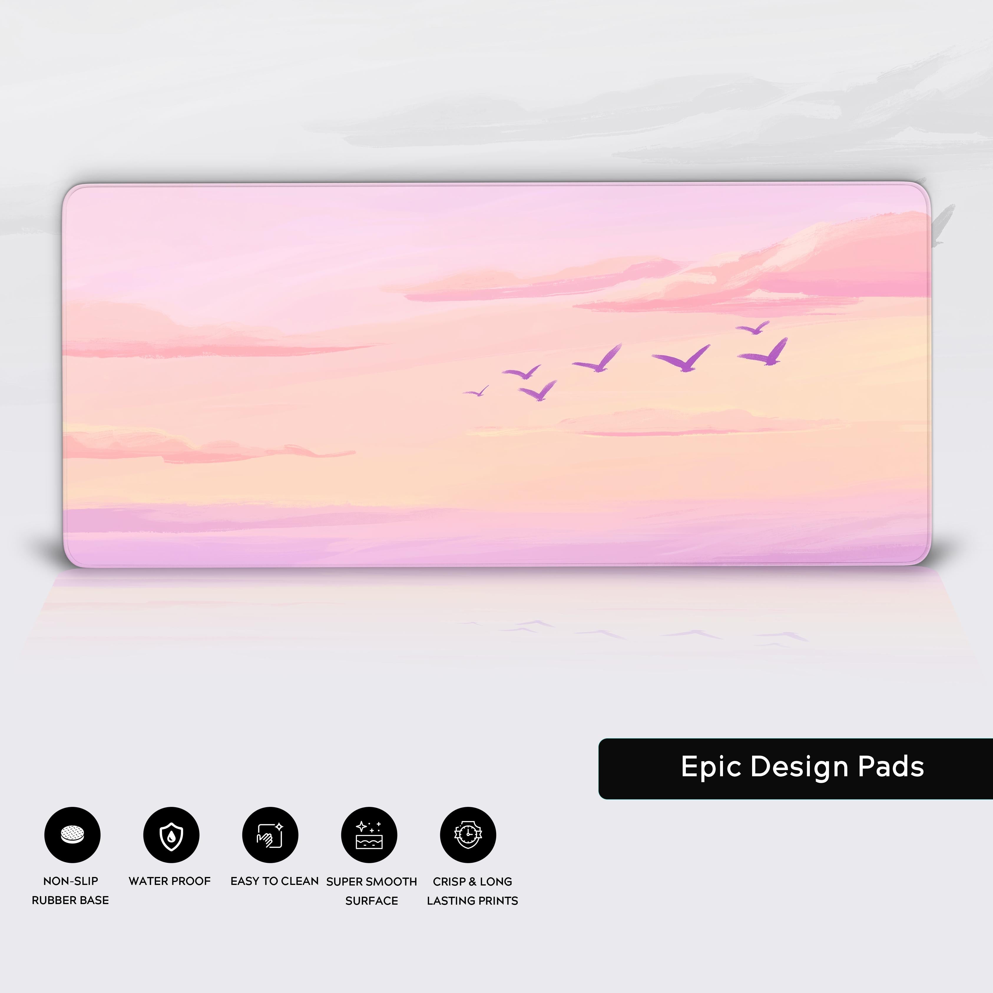 Charming Serenity: The Ethereal Allure of a Pink Pastel Sky Desk Pad