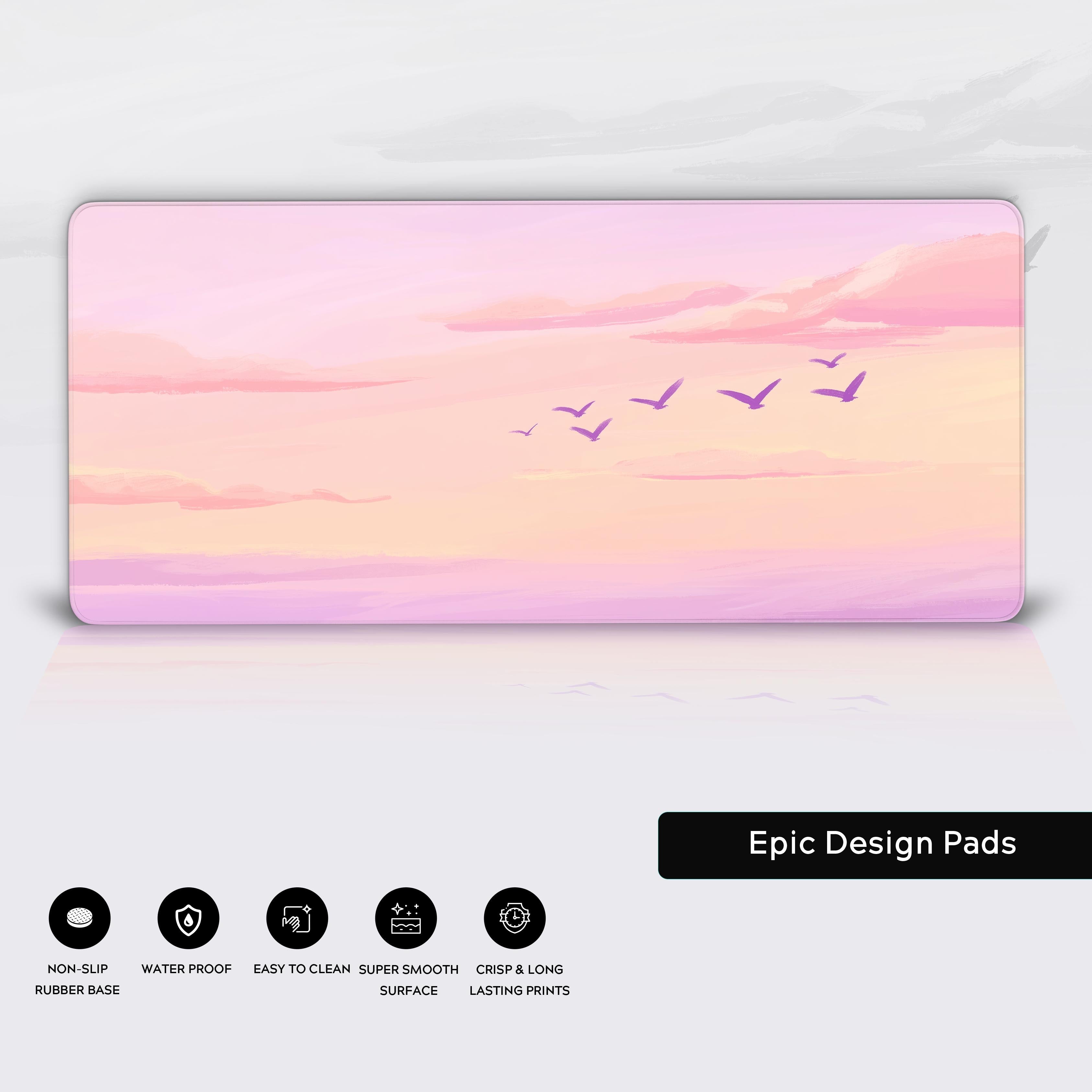 Whimsical Serenity: Designing a Dreamy Pink Pastel Sky Desk Pad Experience