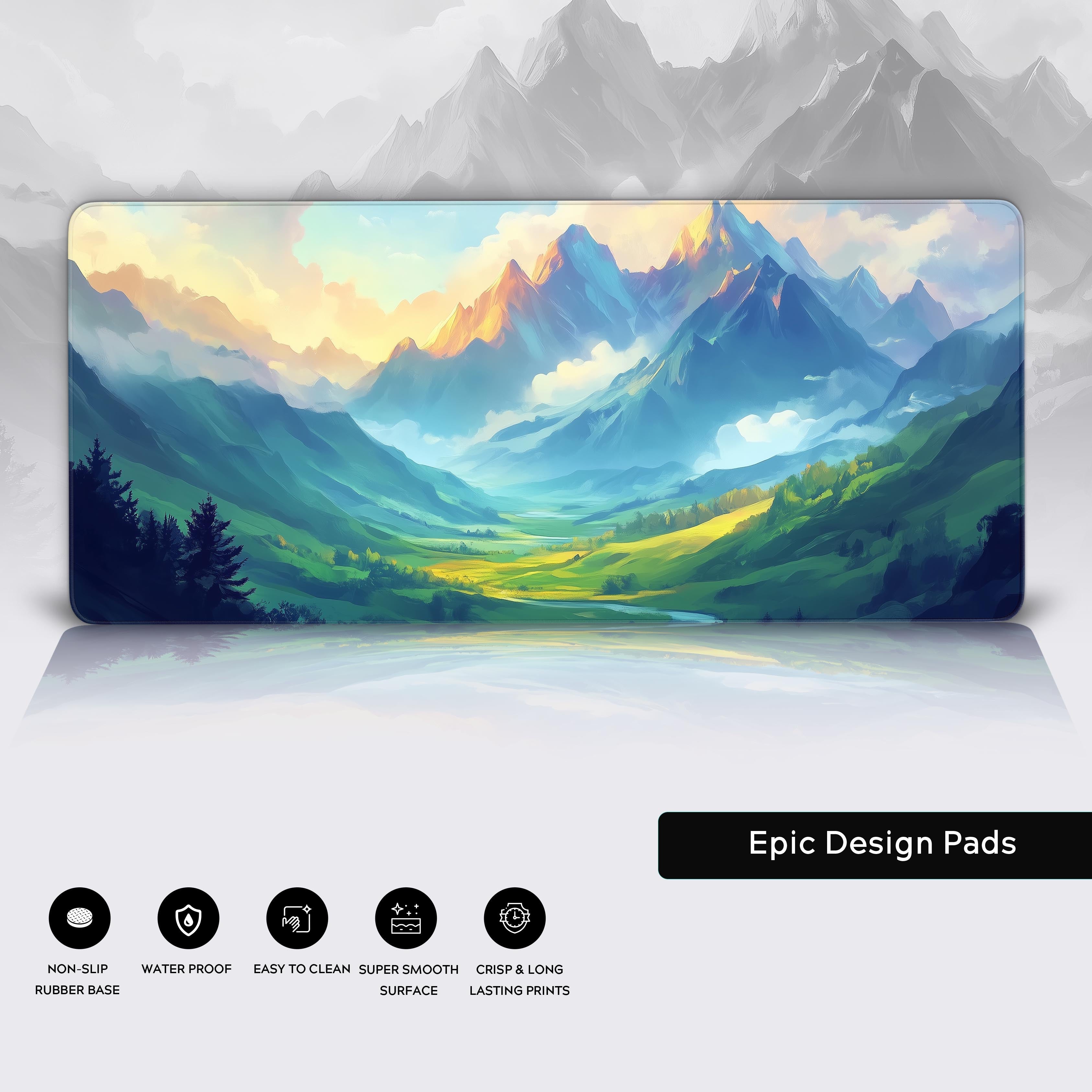 Capturing Serenity: The Enchanting Artistry of a Scenic Mountain Desk Pad