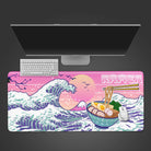 Ramen Great Wave Gaming Desk Mat, Great Wave desk mat, Japanese design great wave gaming large mouse pad, best great wave design large mouse pad