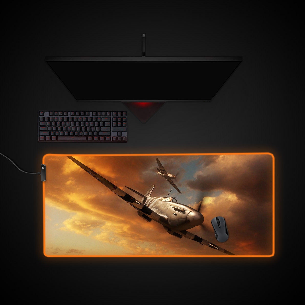 Air-fighters Combat Desk Pad desk mat with RGB edge lighting