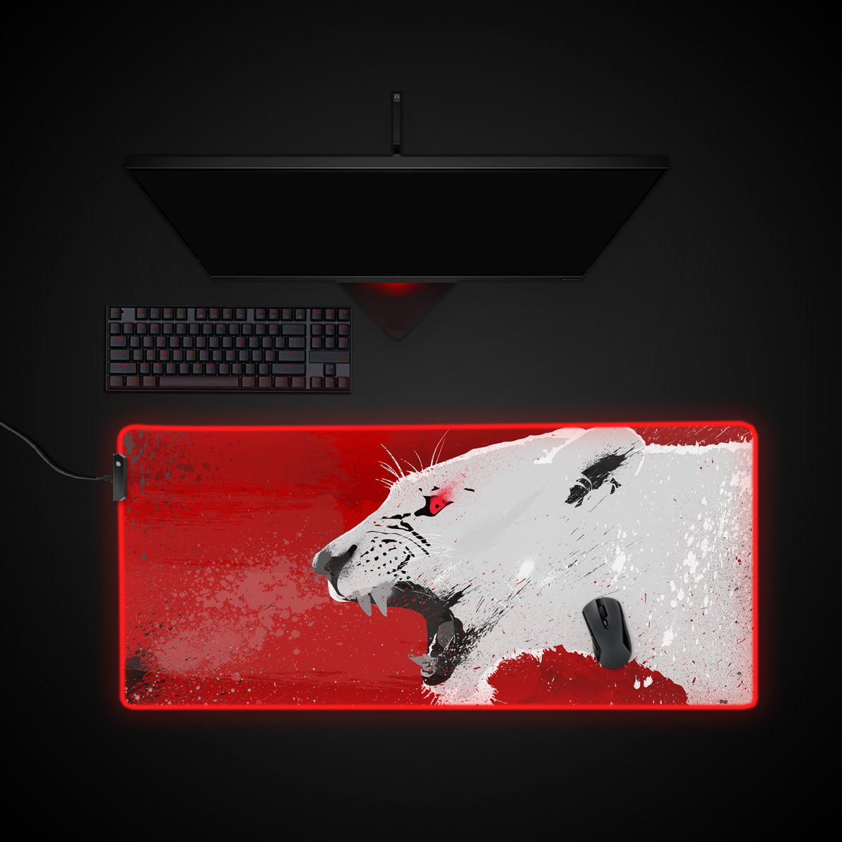 Bloody Lion Desk Pad desk mat with RGB edge lighting