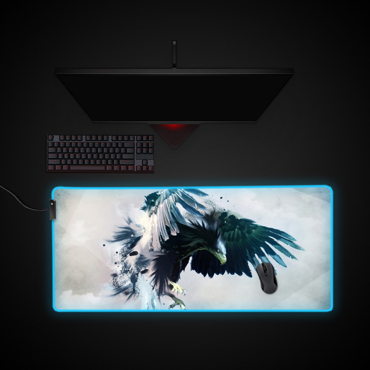 Epic Eagle Desk Pad desk mat with RGB edge lighting