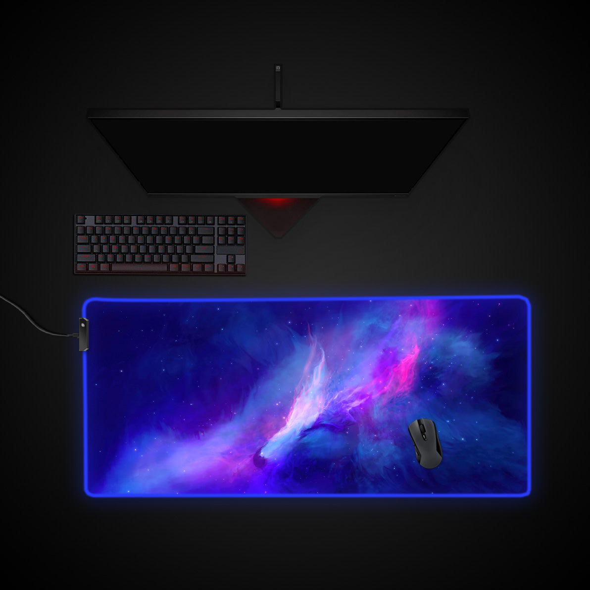 Nebula Space Desk Pad desk mat with RGB edge lighting