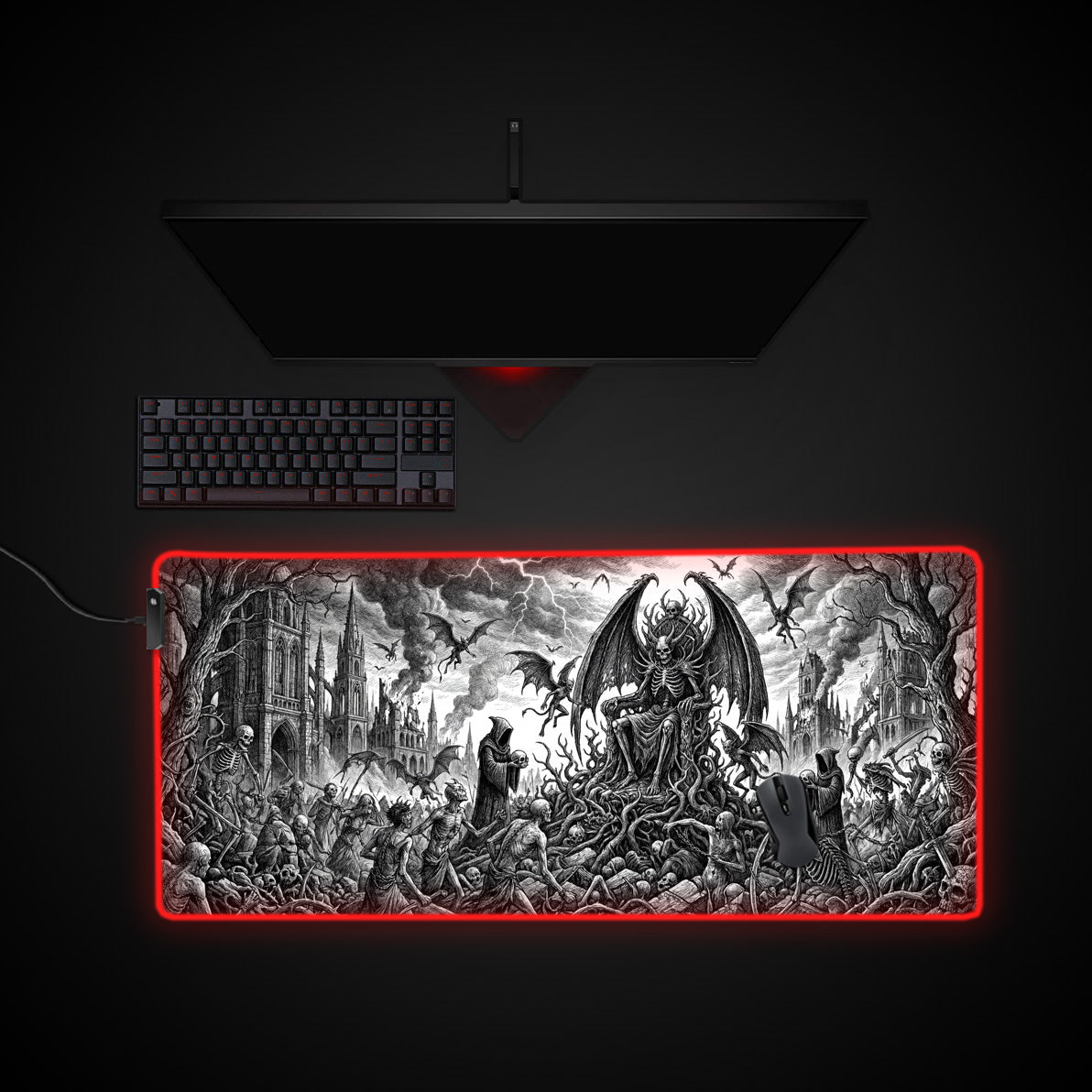 Infernal Court desk mat with RGB edge lighting
