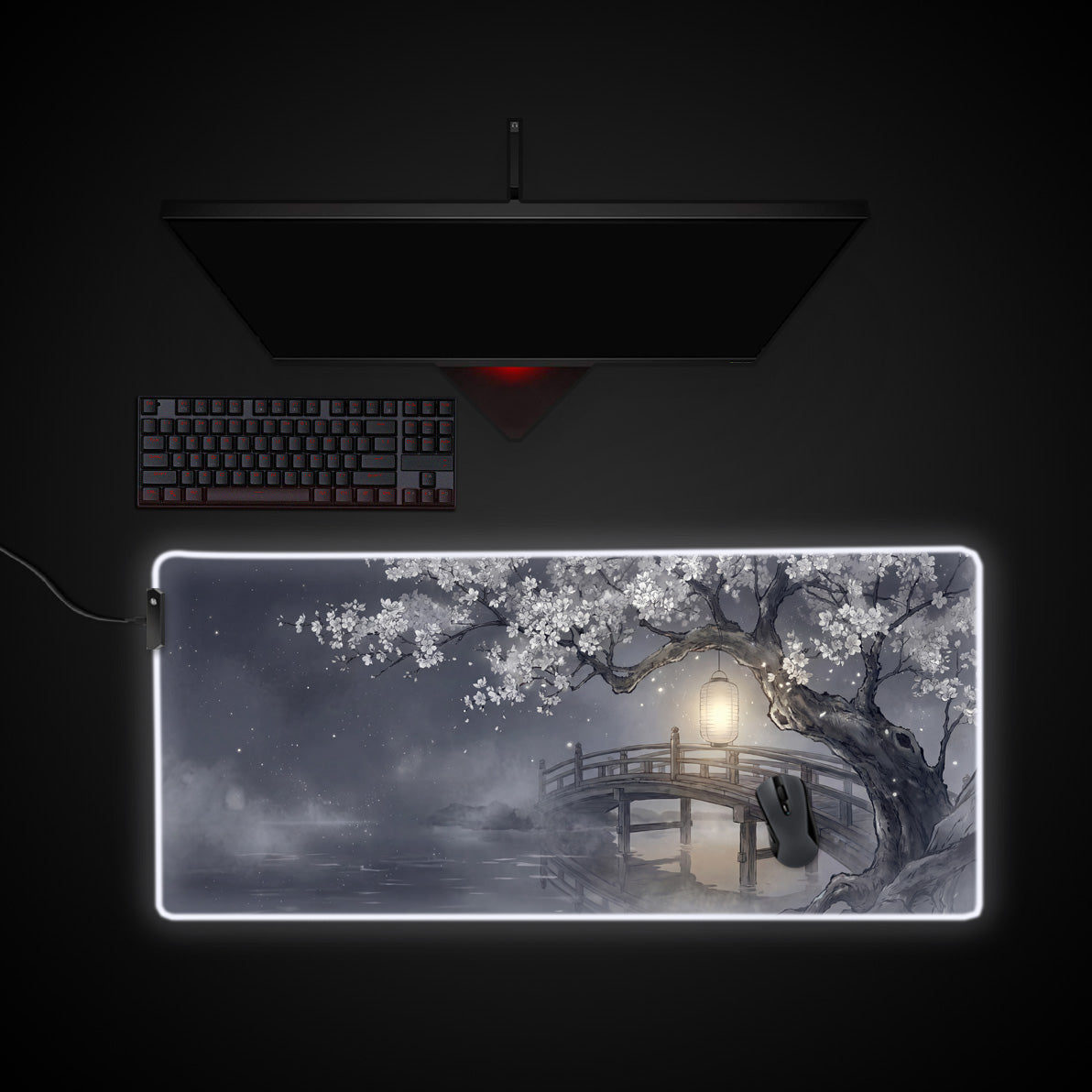 Silent Crossing desk mat with RGB edge lighting