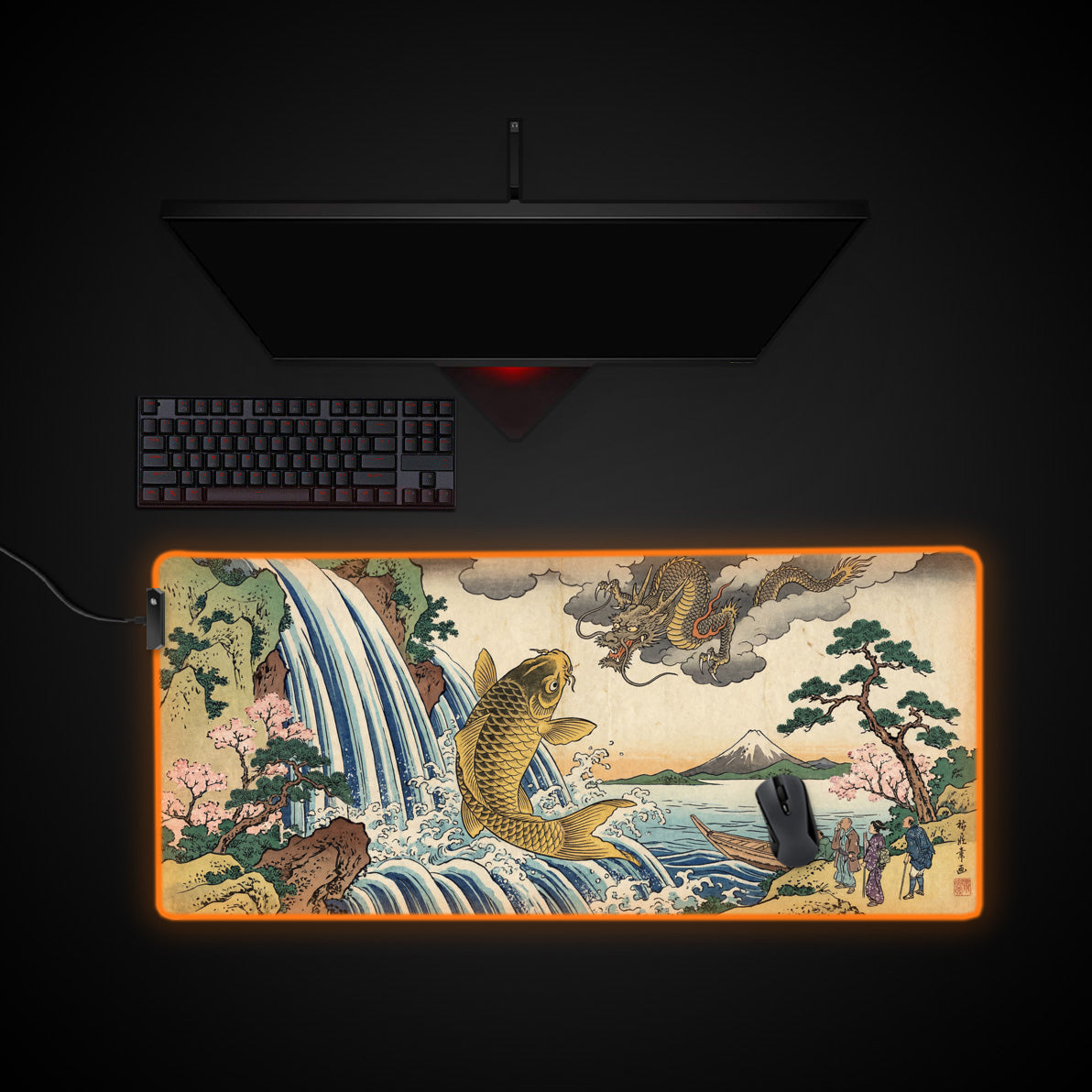 Leap of Legend desk mat with RGB edge lighting